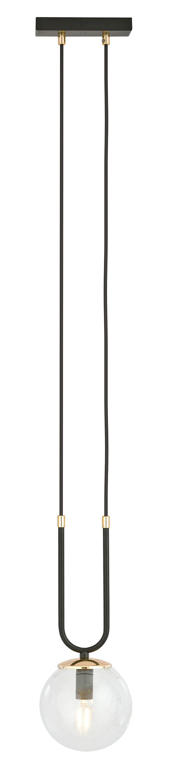 Lampa wisząca Greerlan czarno-transparentna x1
