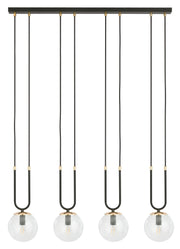 Lampa wisząca Greerlan czarno-transparentna x4