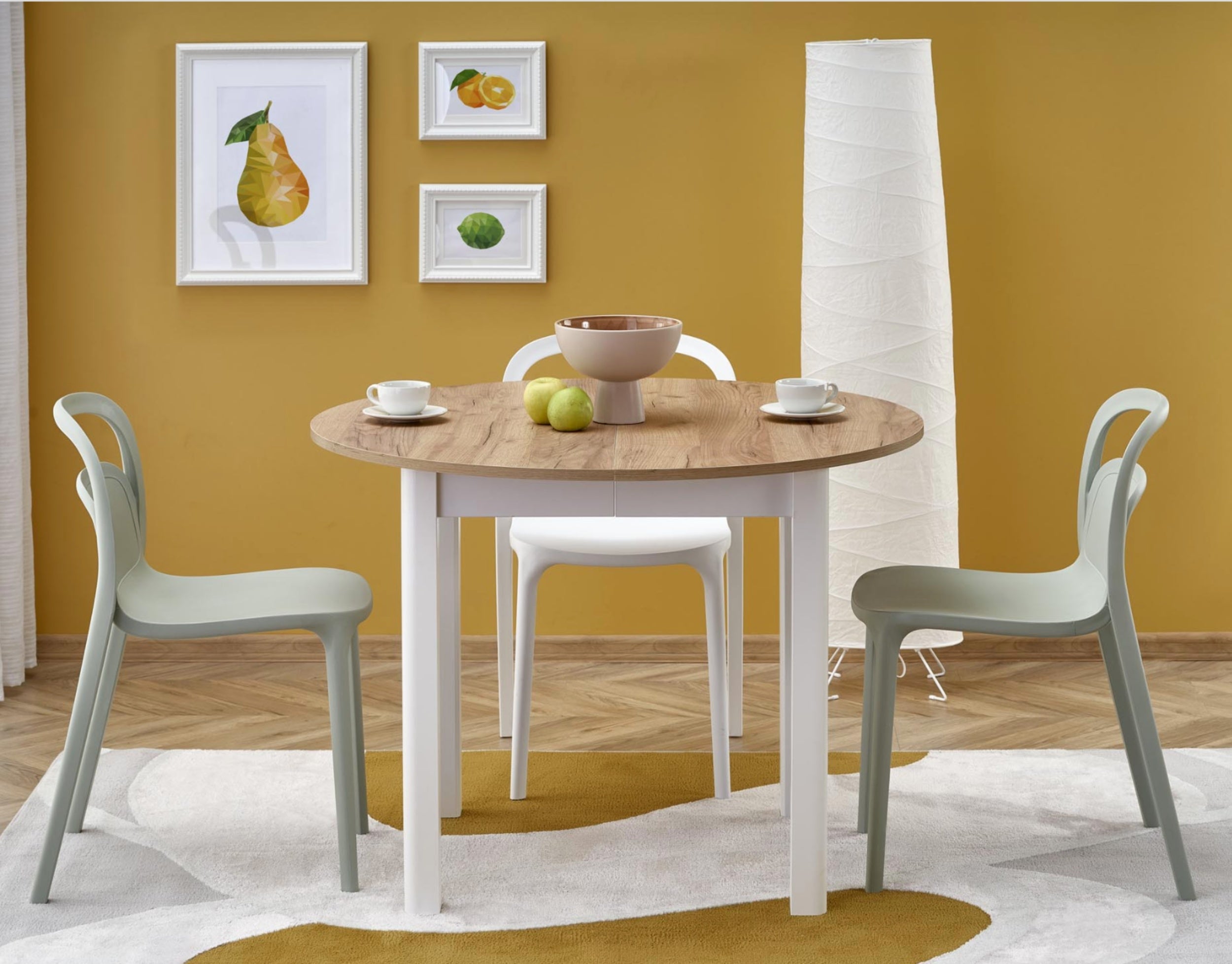 Stół rozkładany Nelloom 102-142x102 dąb craft/ biały