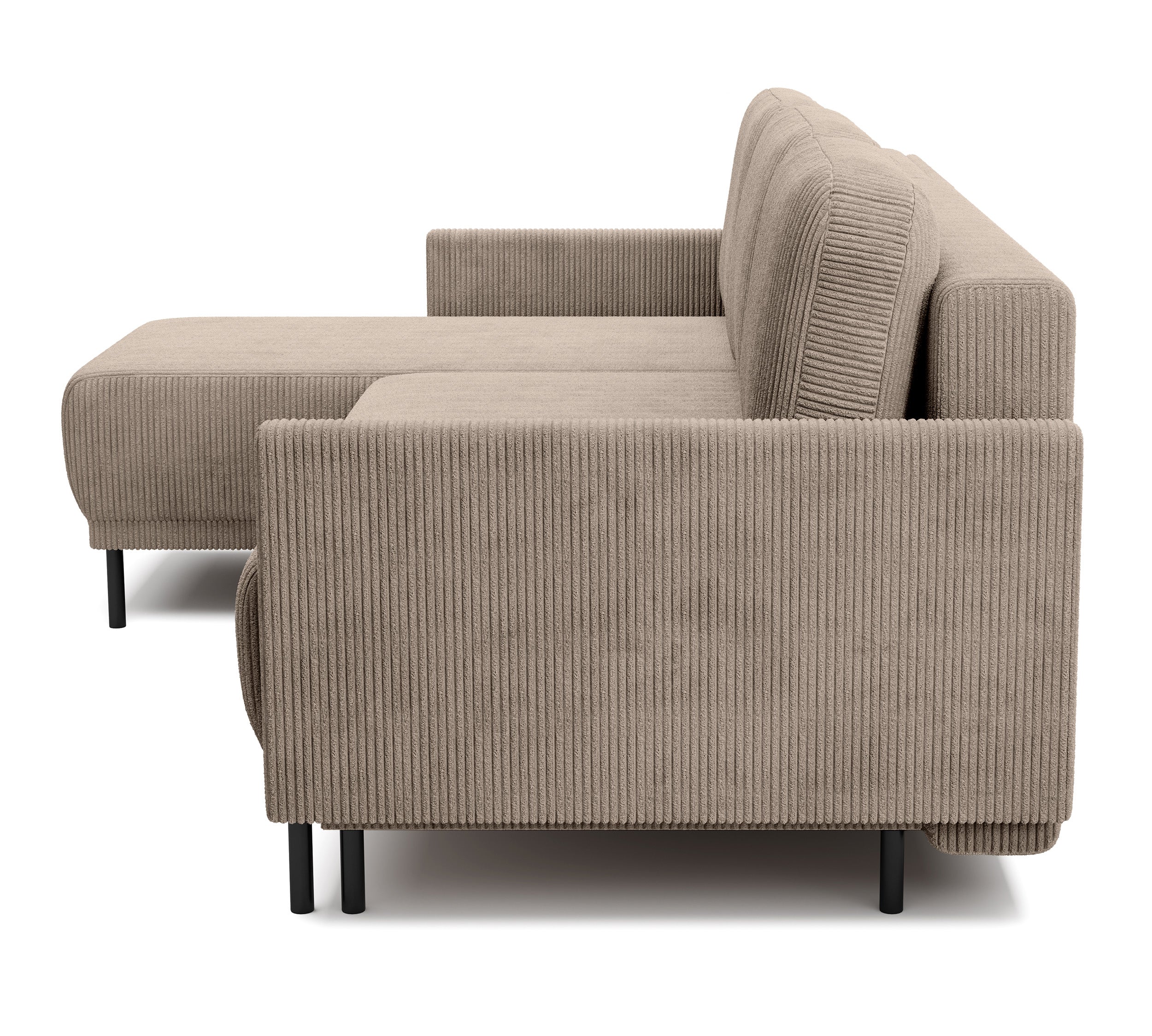 Narożnik rozkładany Hamiel L-kształtny z pojemnikiem uniwersalny beżowy sztruks