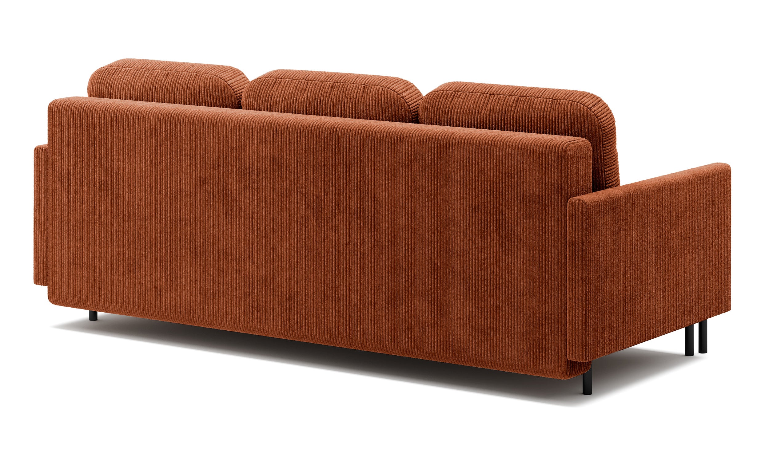 Kanapa rozkładana trzyosobowa Hamiel z pojemnikiem miedziana sztruks