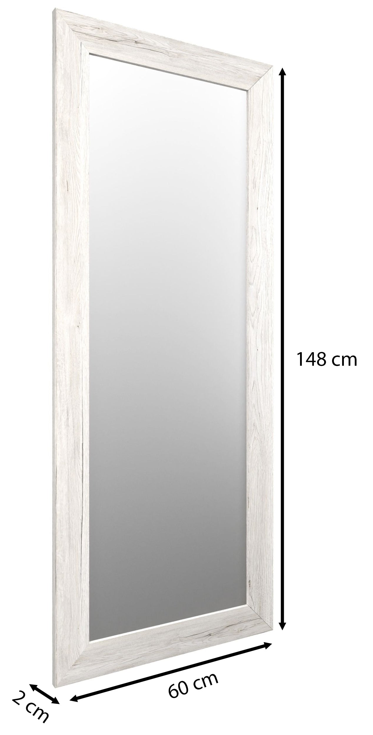 Lustro ścienne Hausly 148x56 cm białe drewno