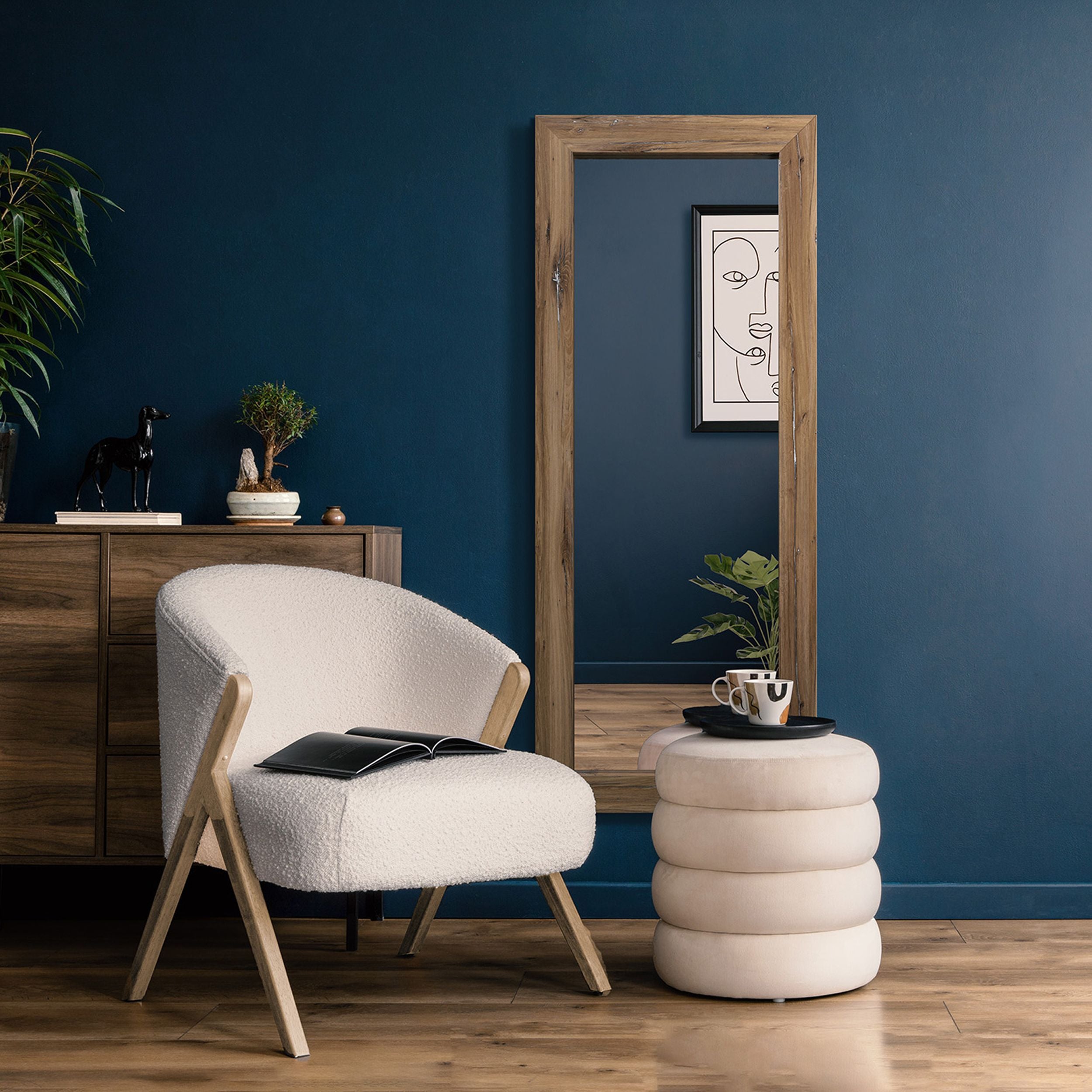 Lustro ścienne Hausly 148x56 cm dąb