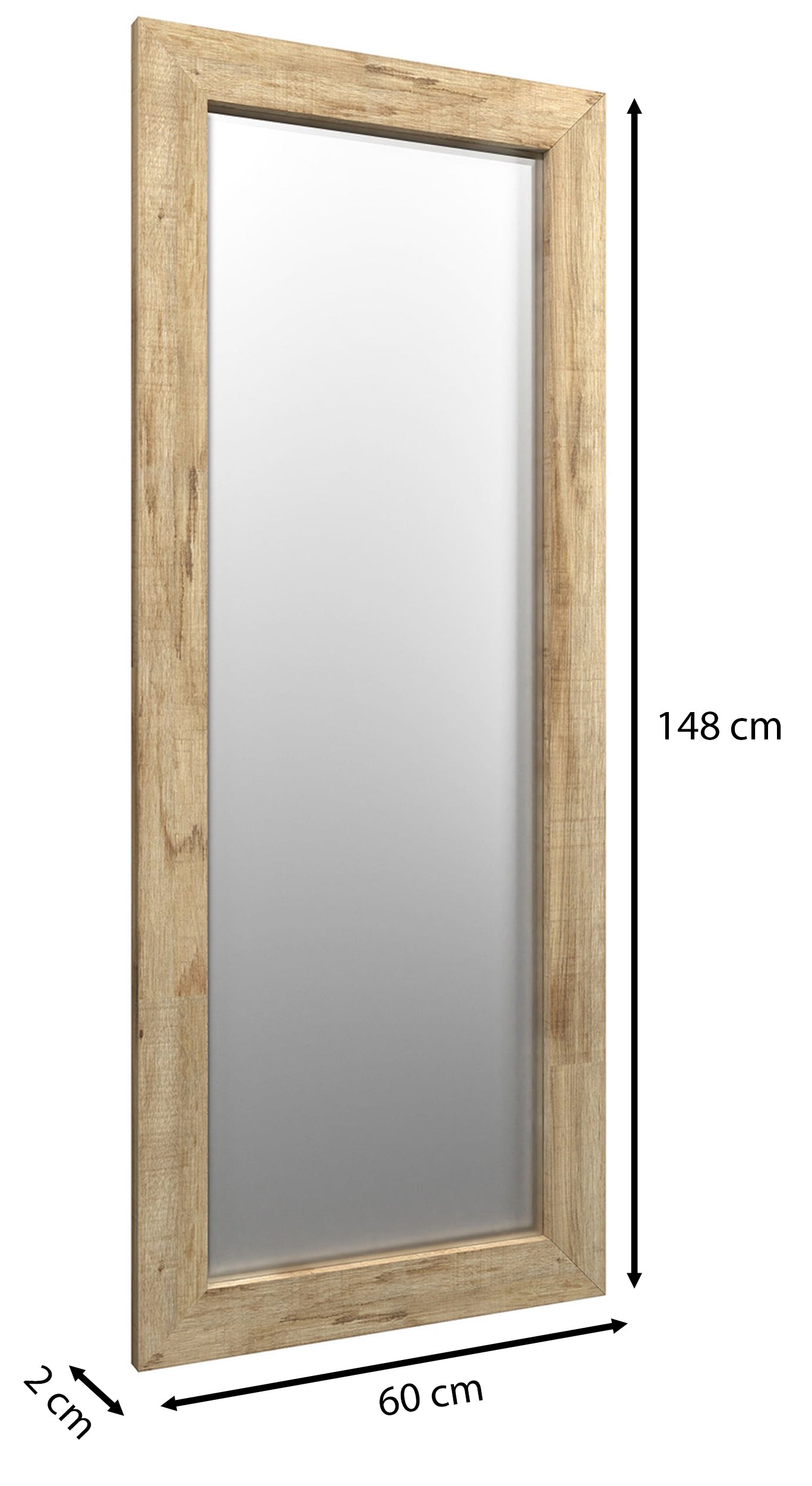 Lustro ścienne Hausly 148x56 cm jasne drewno
