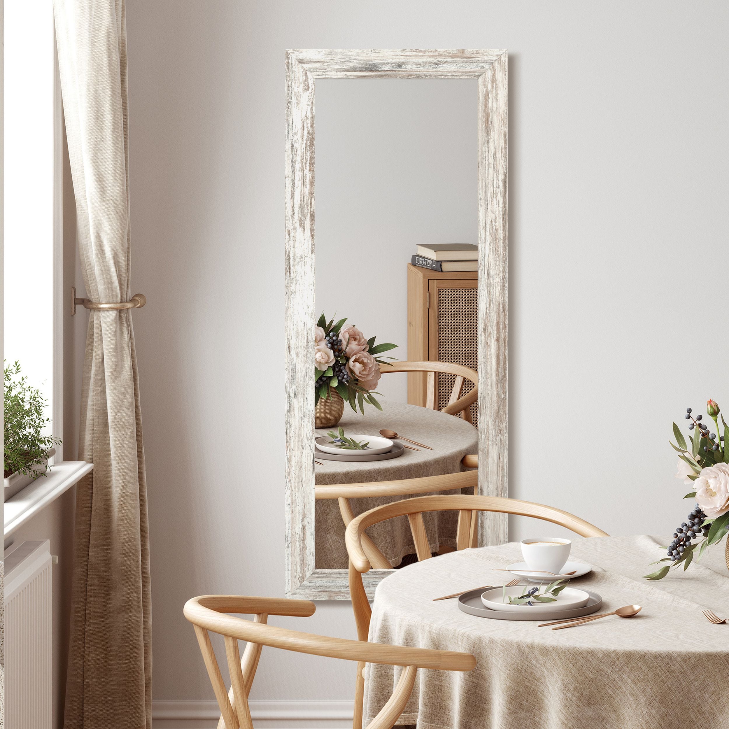 Lustro ścienne Hausly 148x56 cm shabby