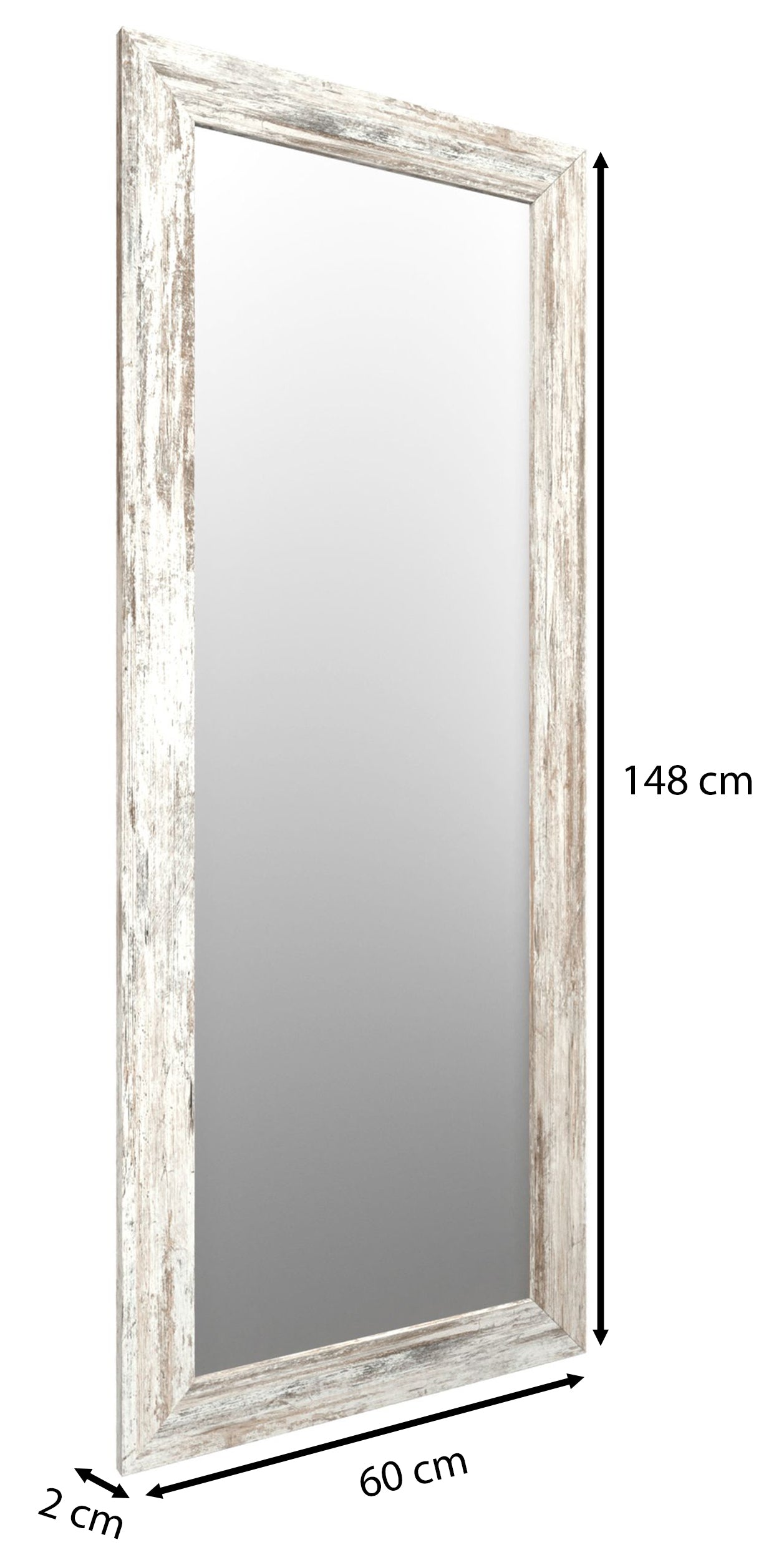 Lustro ścienne Hausly 148x56 cm shabby