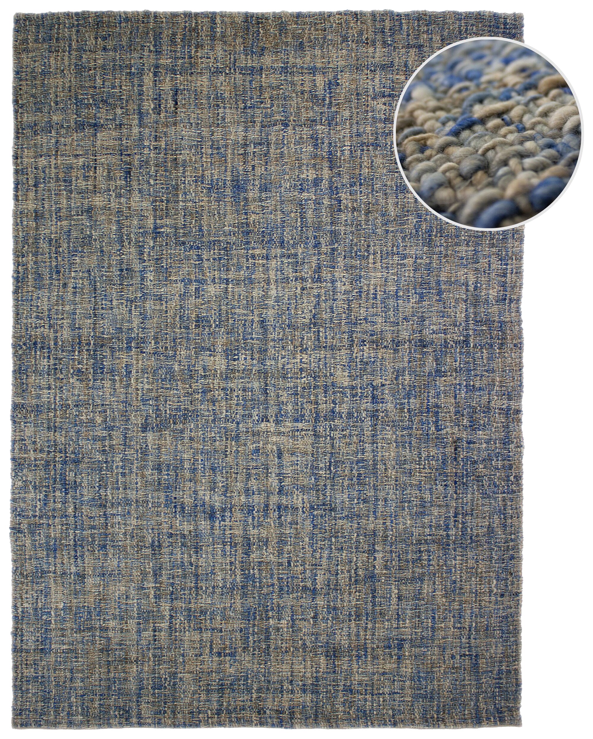 Dywan wełniany ręcznie tkany Heather 160x230 cm niebieski