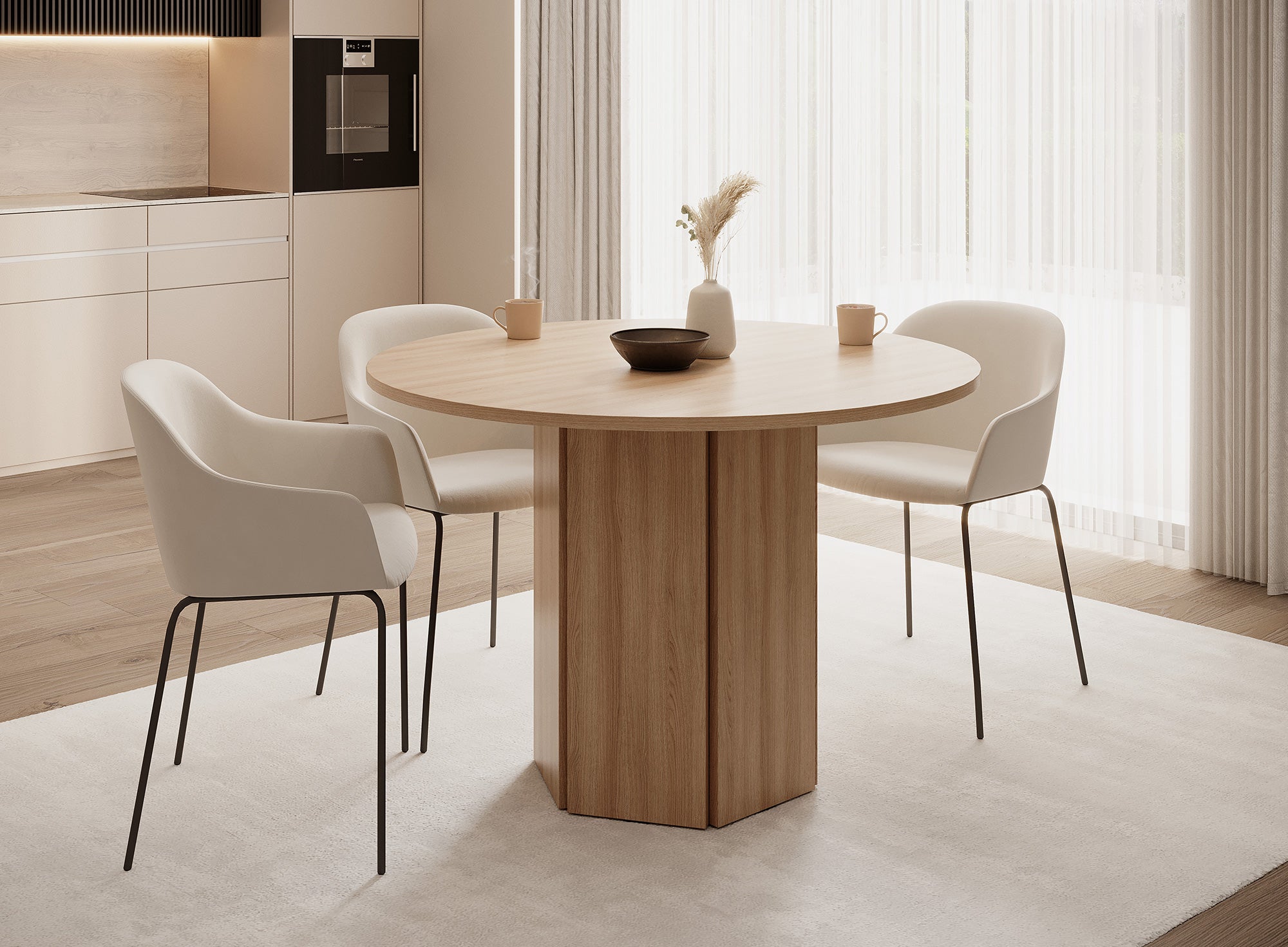 Stół okrągły Hexa 110 cm Dąb Lindberg