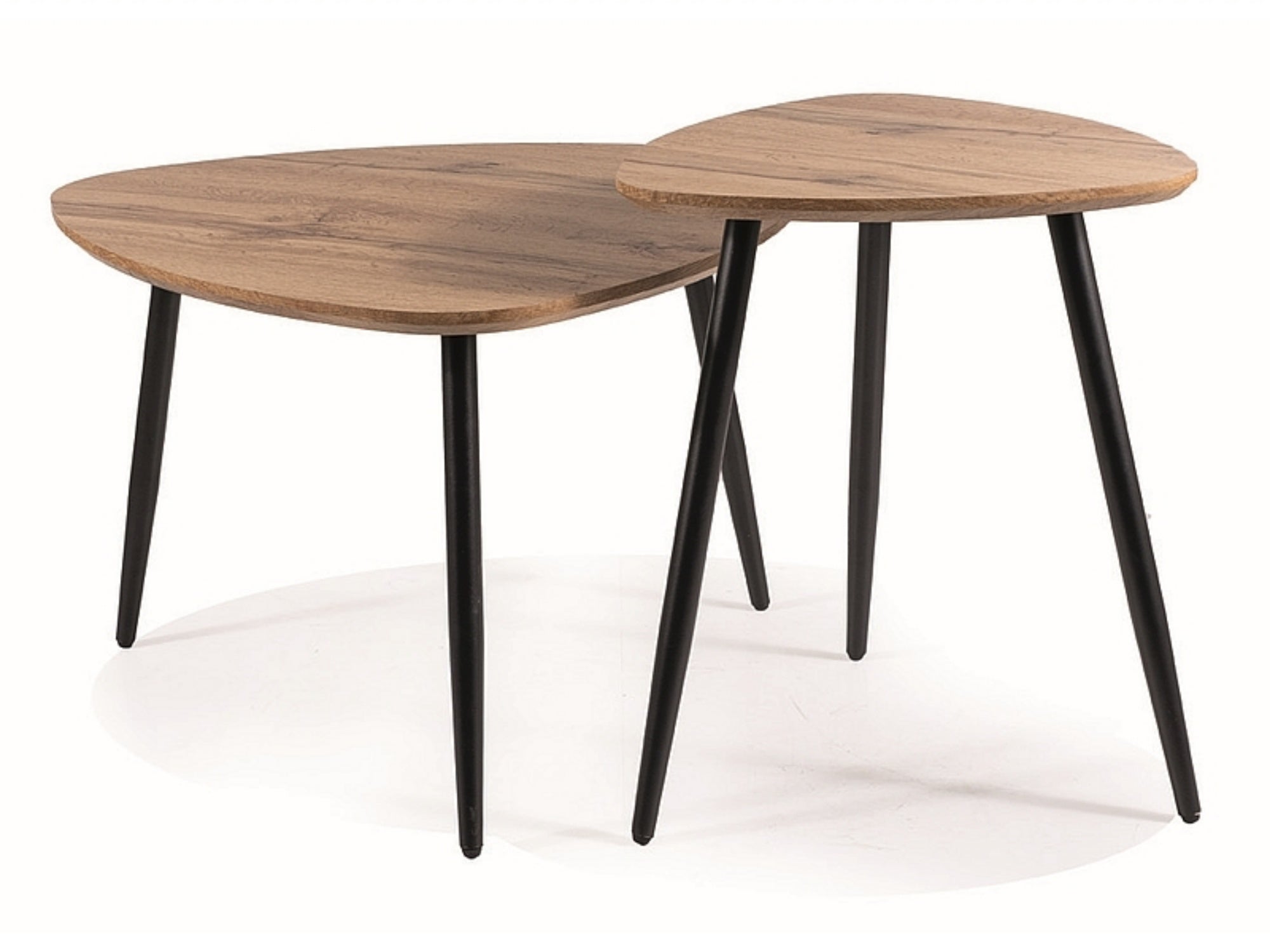 Zestaw dwóch stolików kawowych Twin 60 cm i 40 cm dąb artisan/ czarny mat