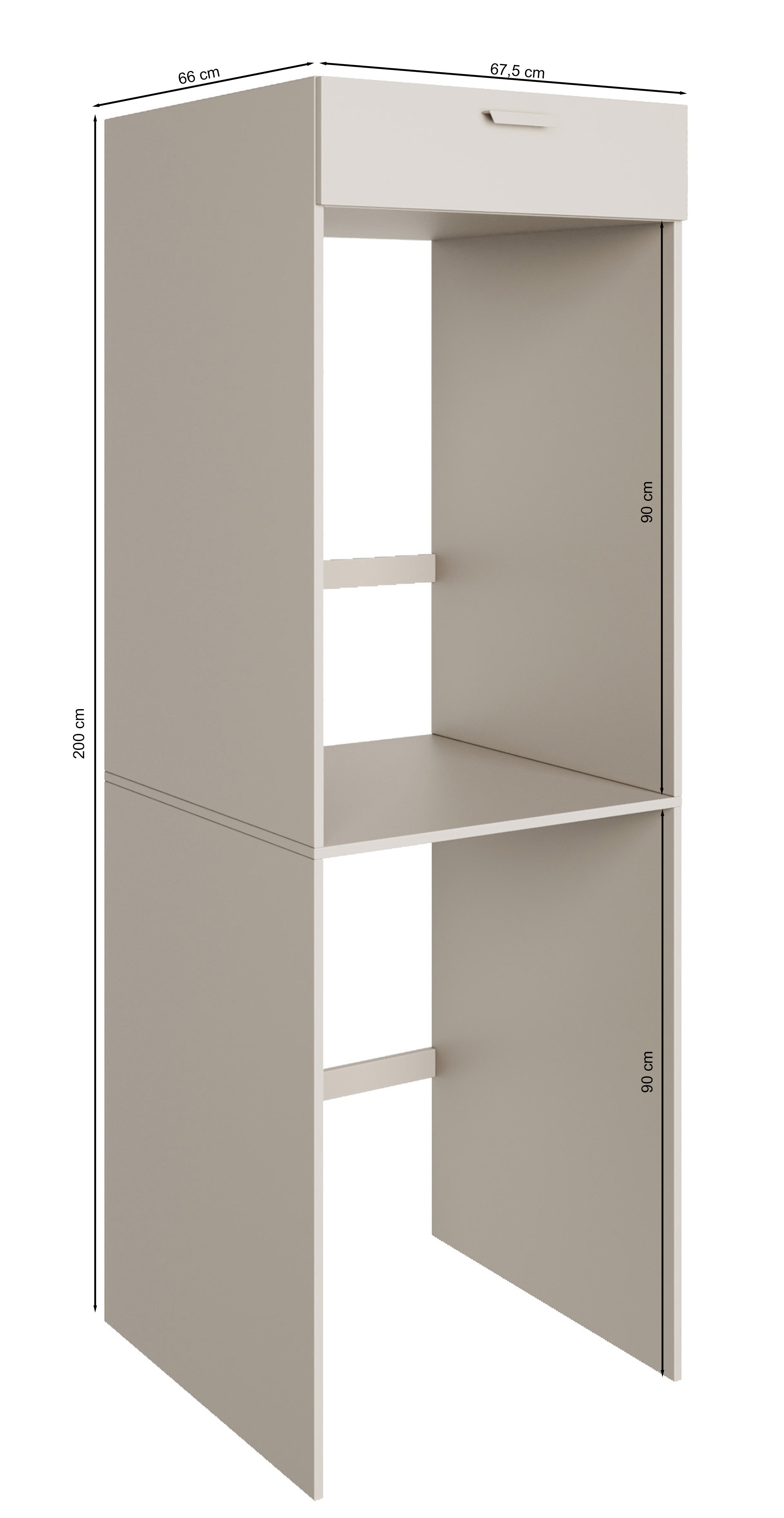Szafka nad pralkę dwukomorowa Holv 68 cm kaszmir