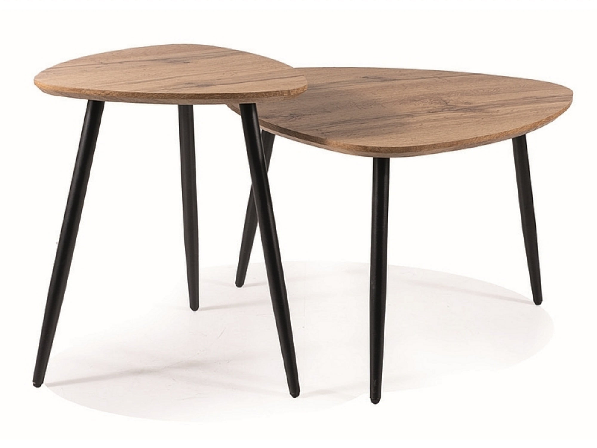 Zestaw dwóch stolików kawowych Twin 60 cm i 40 cm dąb artisan/ czarny mat