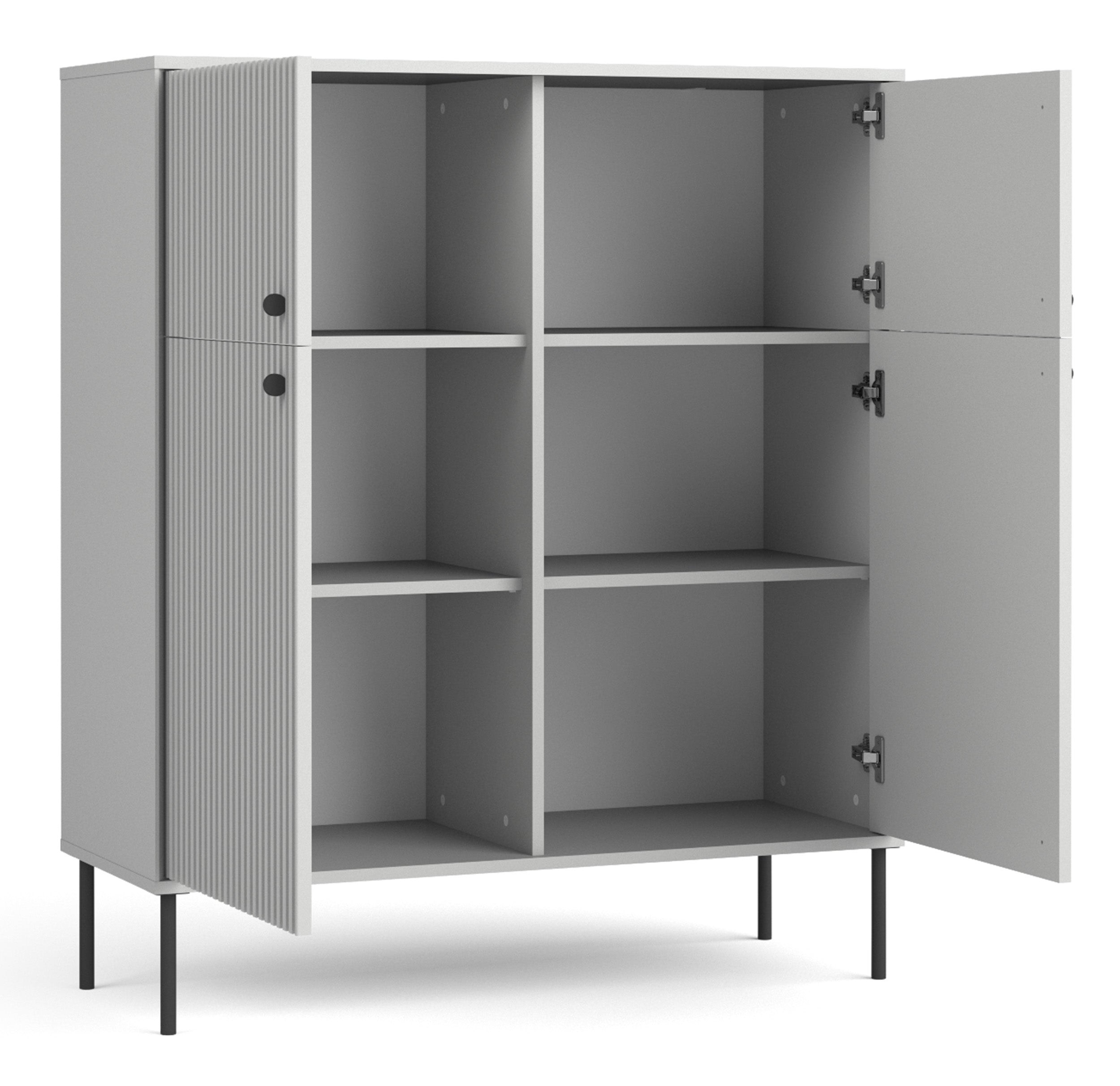 Komoda wysoka czterodrzwiowa Zeito 105 cm szara