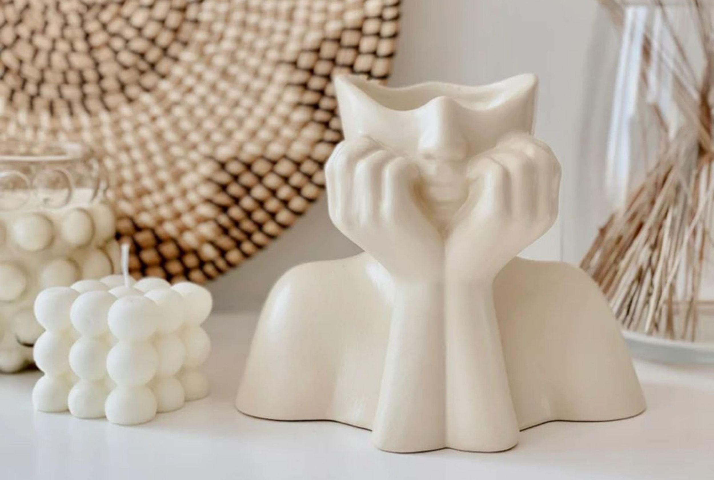 Wazon Iskandinav ceramiczny kremowy