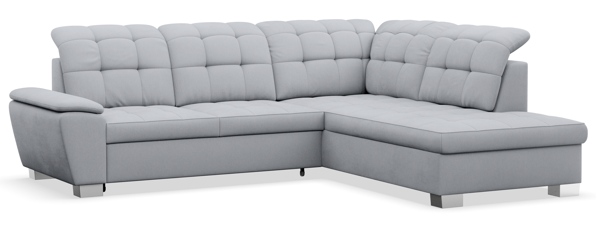 Narożnik z funkcją spania Jamaal L-kształtny prawostronny z pojemnikiem jasnoszary plecionka