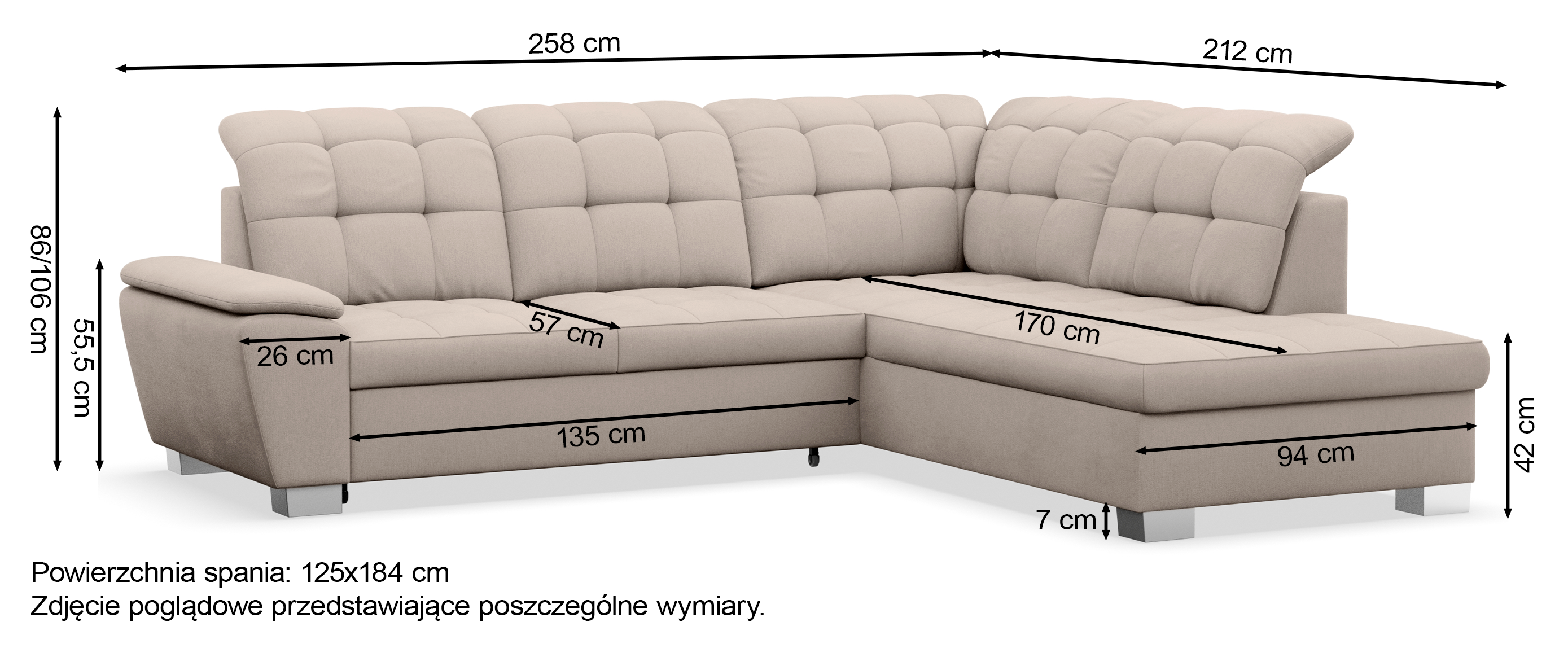 Narożnik z funkcją spania Jamaal L-kształtny lewostronny z pojemnikiem khaki plecionka