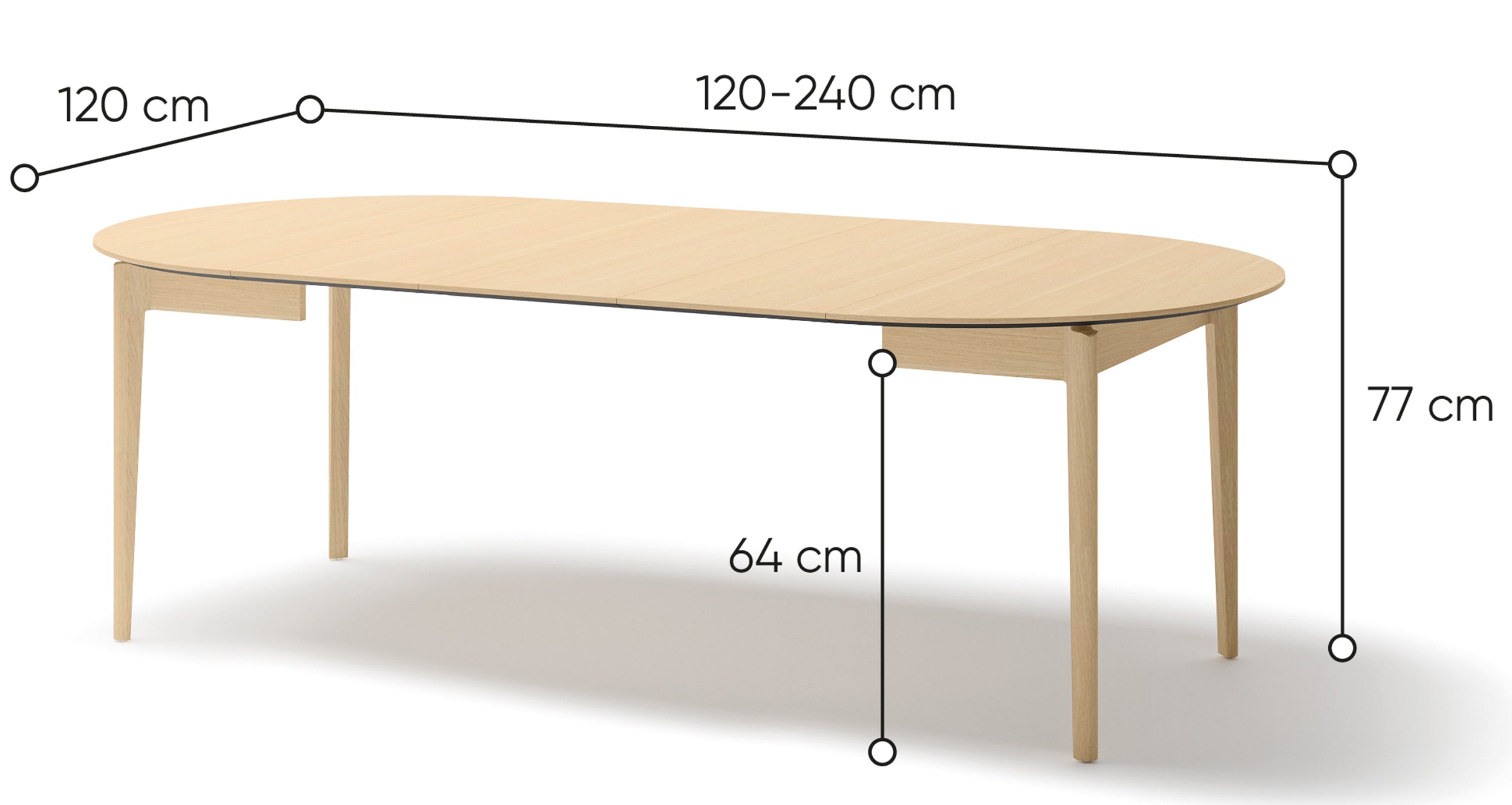 Stół rozkładany Plot 120-240x120 cm dąb jasny