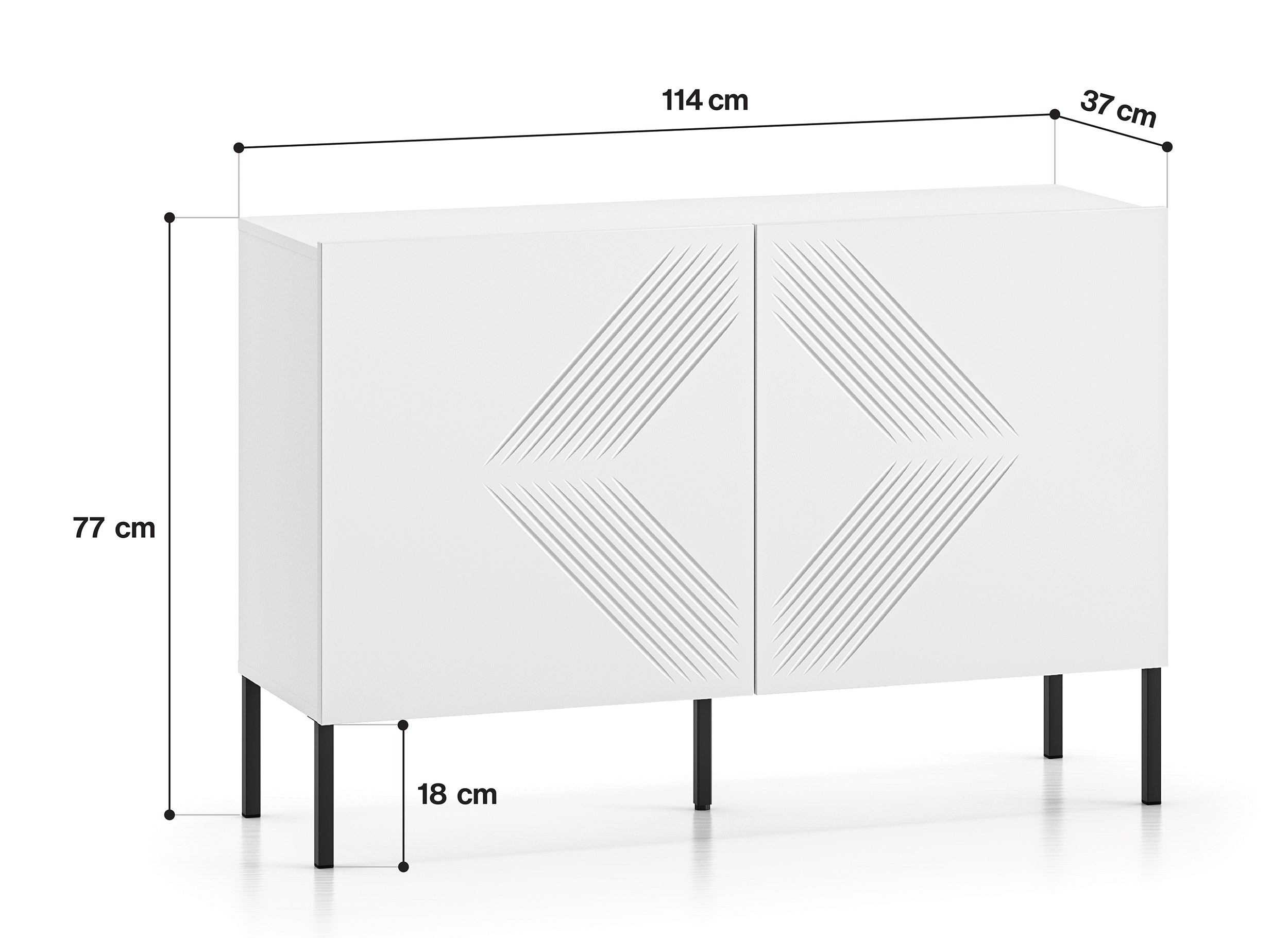 Komoda dwudrzwiowa Nebbato 114 cm biała z czarnymi nóżkami