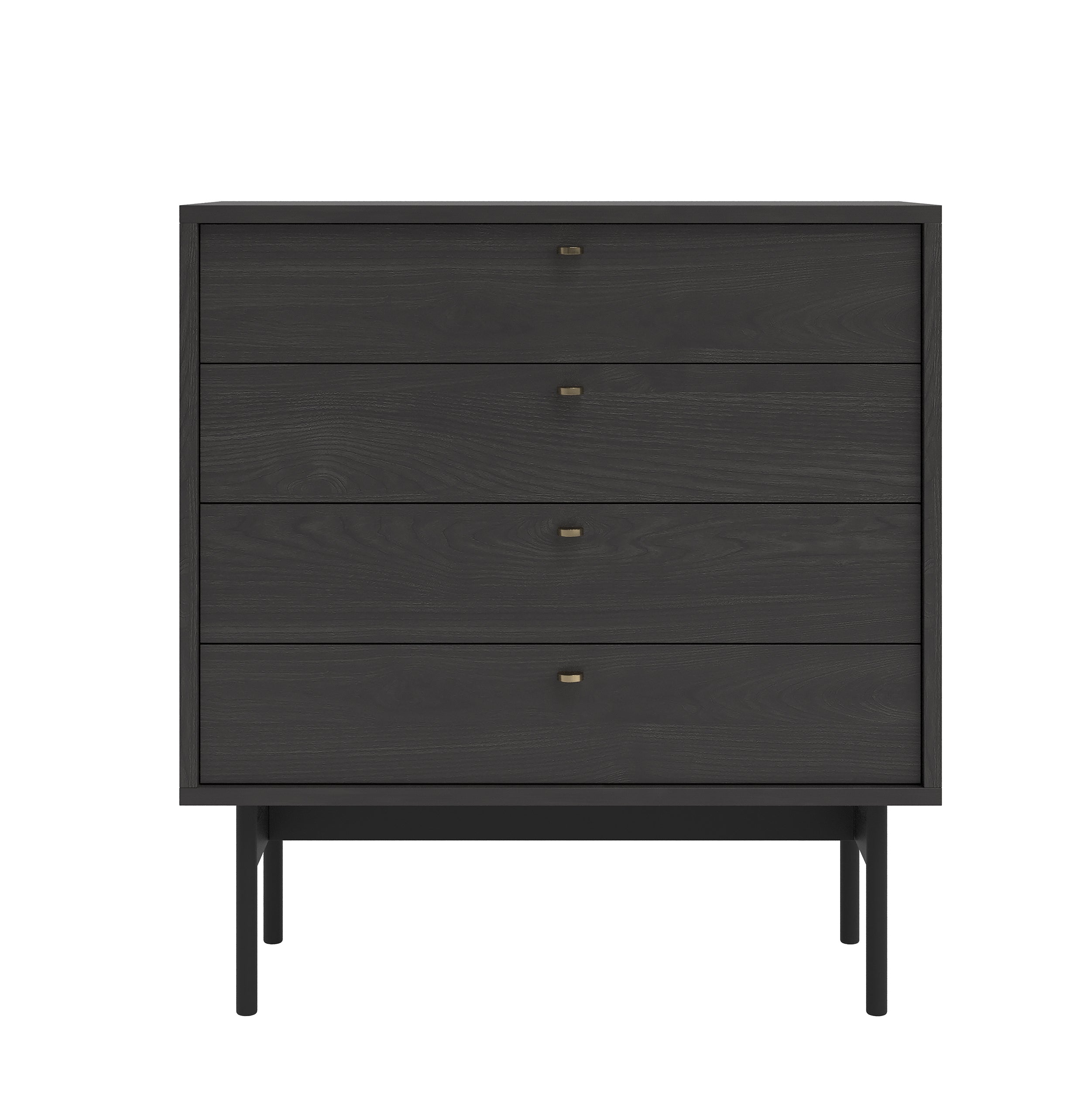 Komoda Olar z czterema szufladami 85 cm Jesion Portland czarny