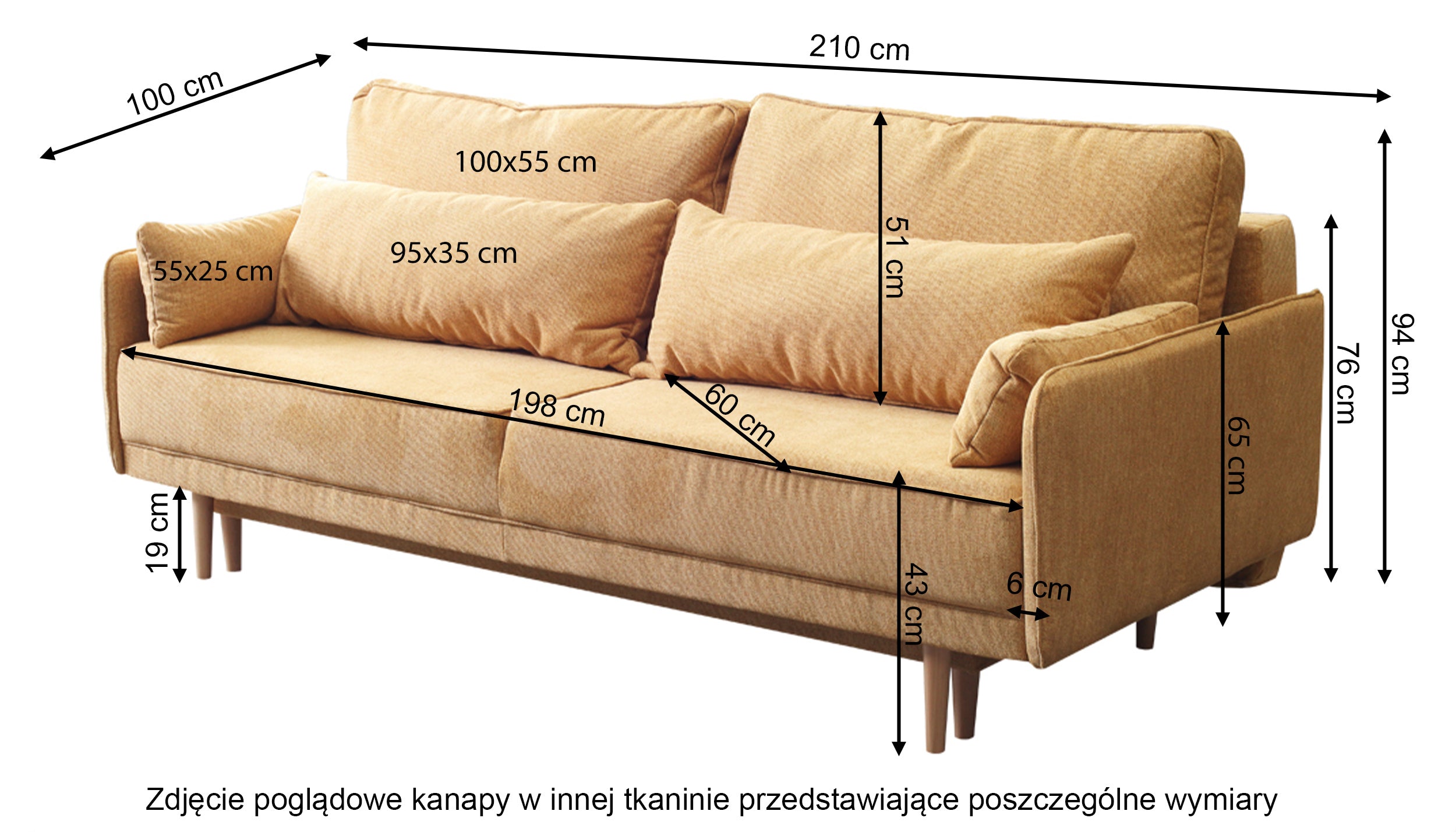 Kanapa rozkładana trzyosobowa Spider ruda welur hydrofobowy