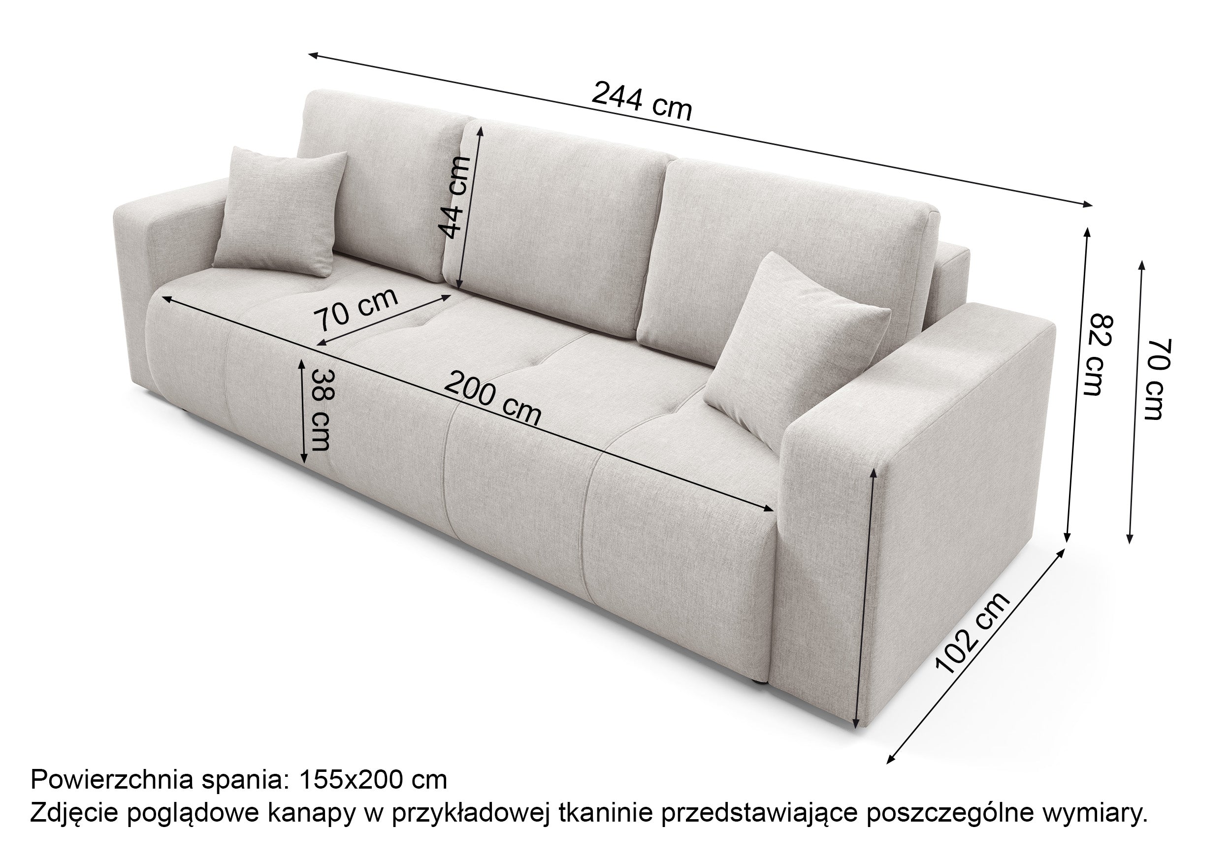 Kanapa trzyosobowa Wind z pojemnikiem granatowa szenil