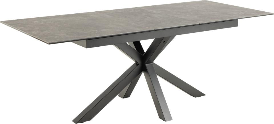 Stół do jadalni Kardema ceramiczny blat o wzorze czarnego betonu 168-210 cm