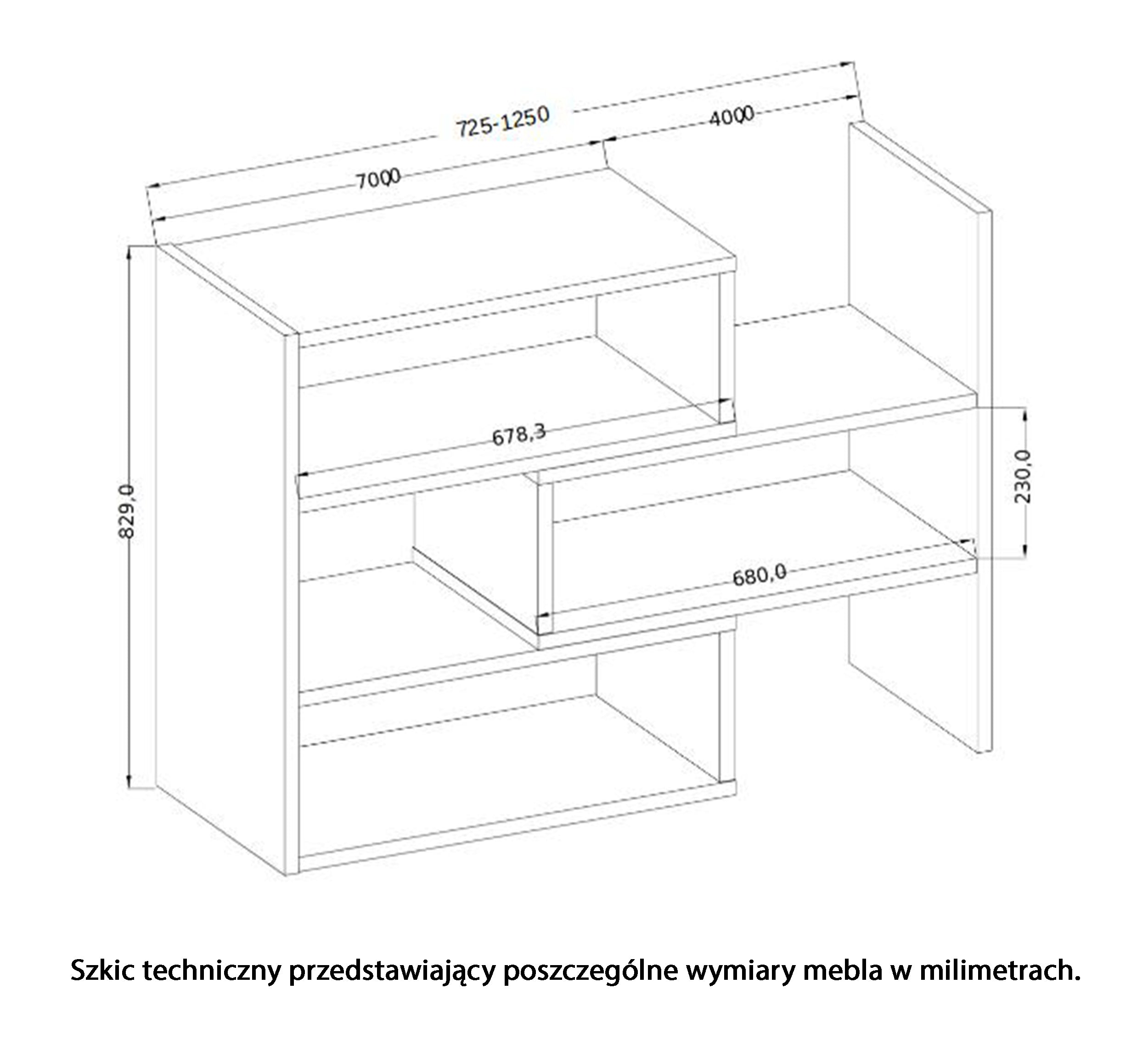 Regał otwarty Mabbio 125 cm dąb artisan