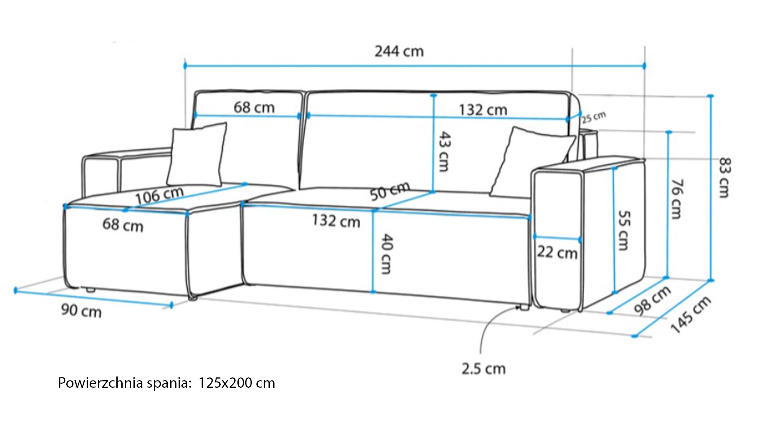 Narożnik z funkcją spania Scarlo L-kształtny uniwersalny z pojemnikiem ciemnoszary boucle
