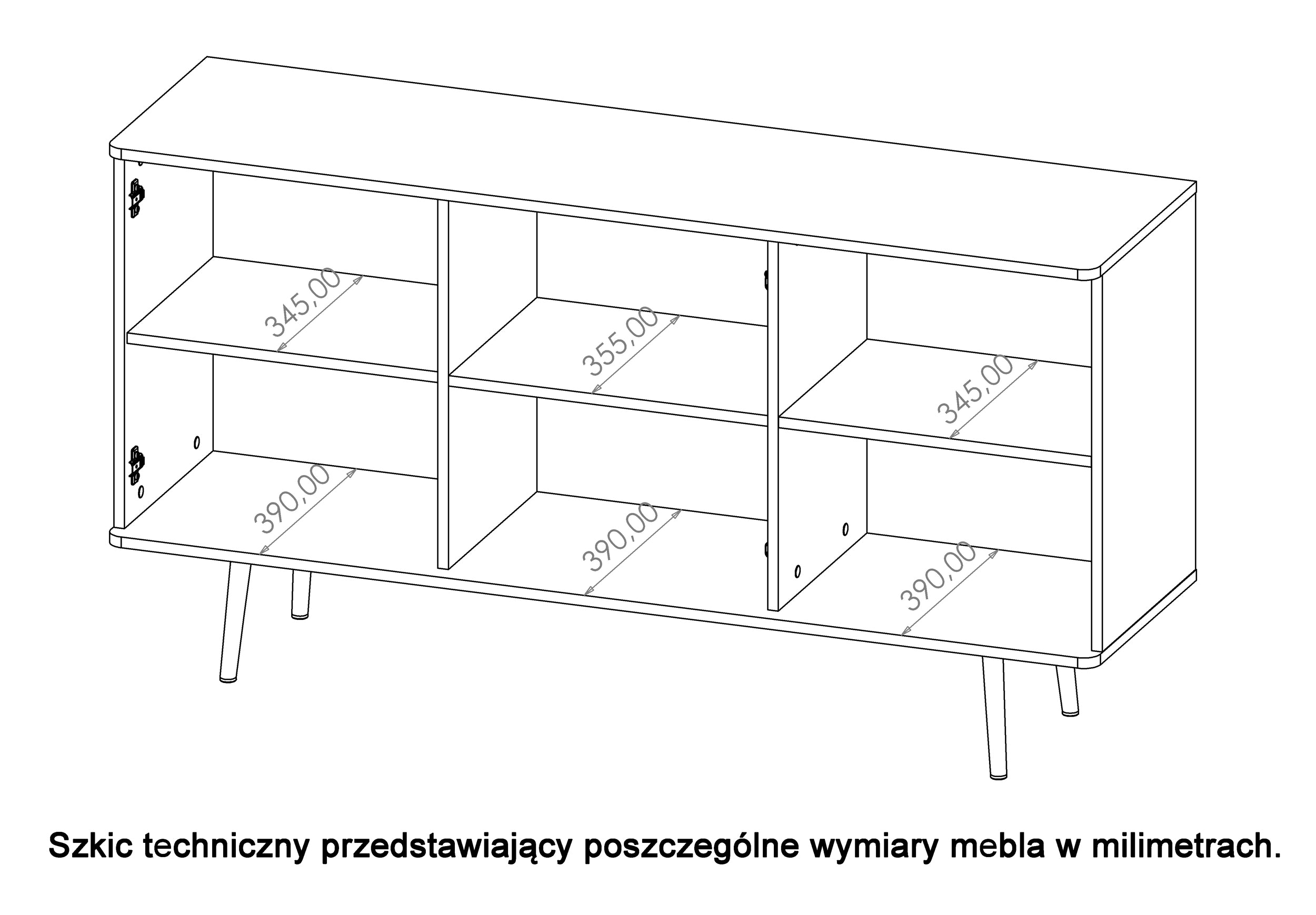Komoda trzydrzwiowa Rinnili 150 cm Czarny grafit/Captains Deck