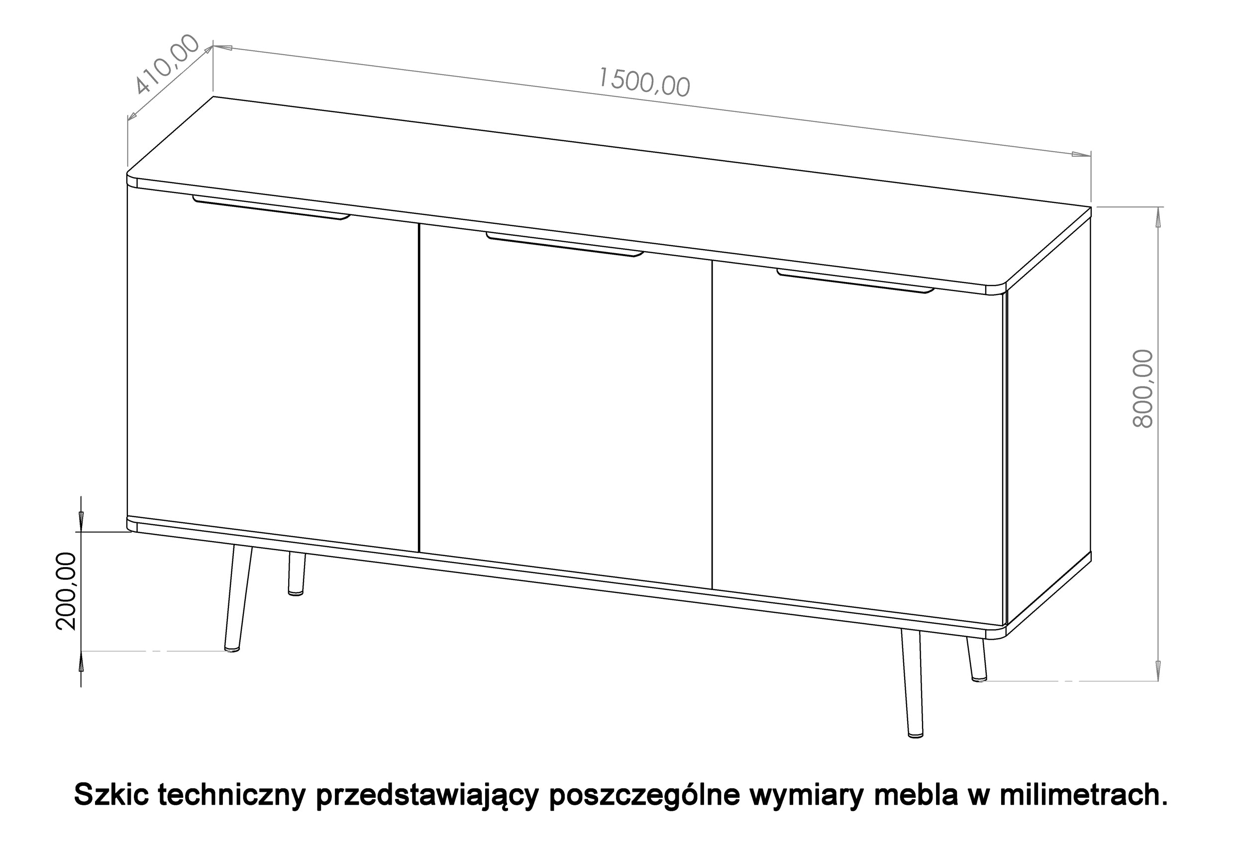 Komoda trzydrzwiowa Rinnili 150 cm Czarny grafit/Captains Deck