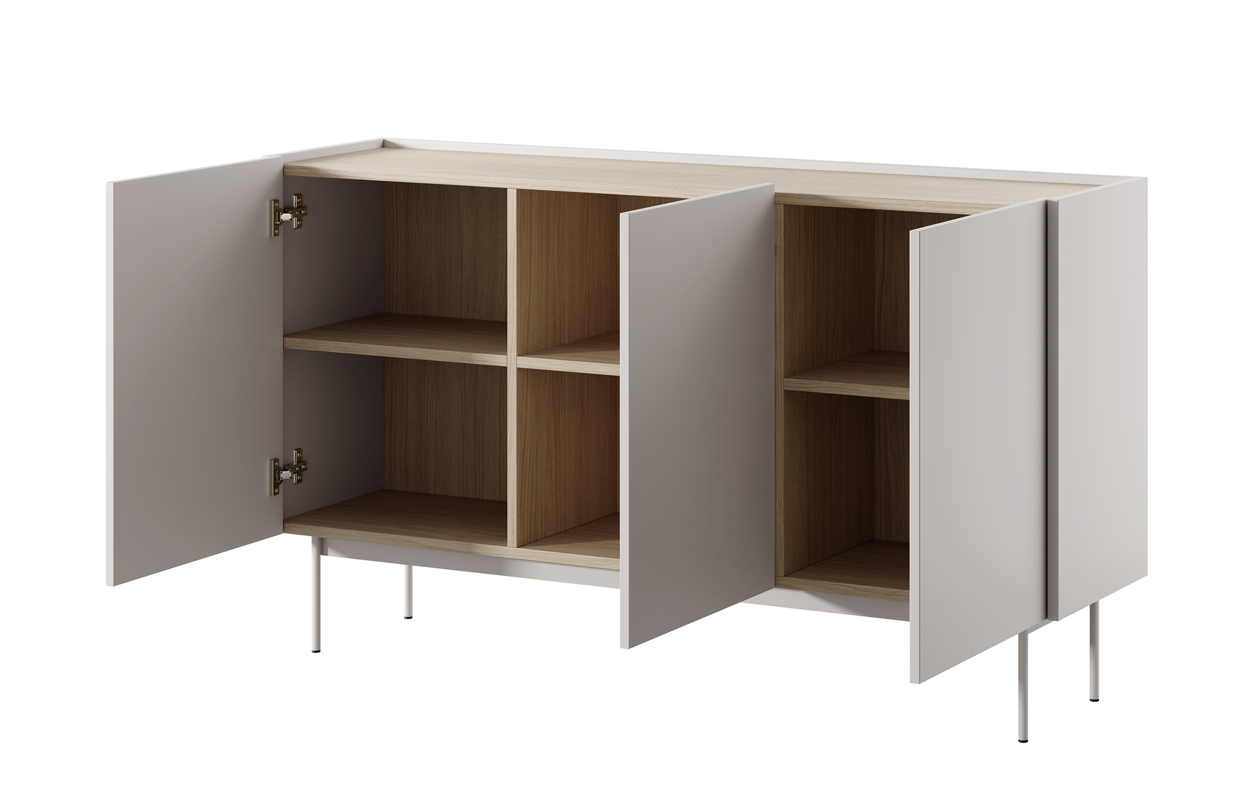Komoda trzydrzwiowa Color 144 cm Kaszmir / Dąb Linea