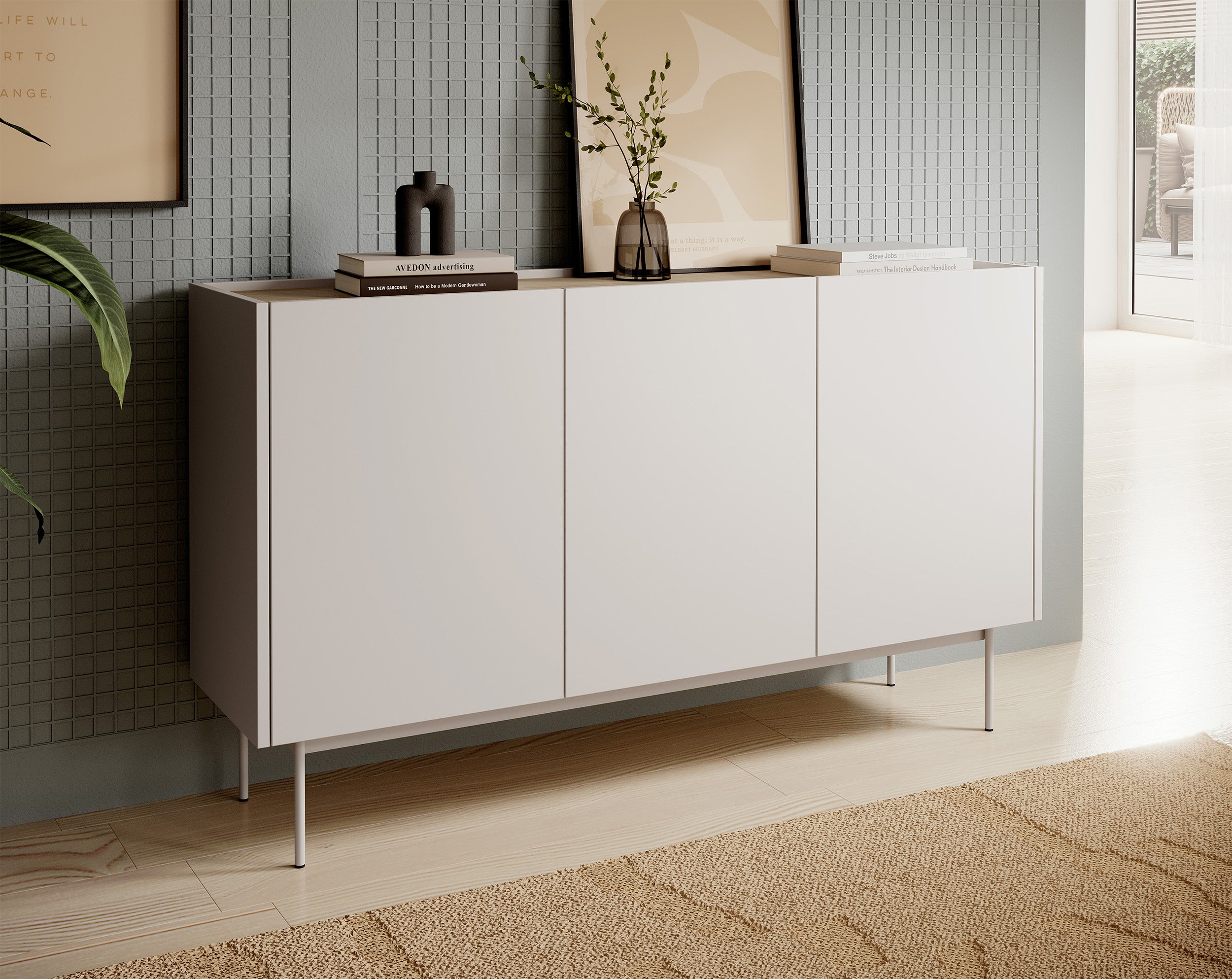 Komoda trzydrzwiowa Color 144 cm Kaszmir / Dąb Linea