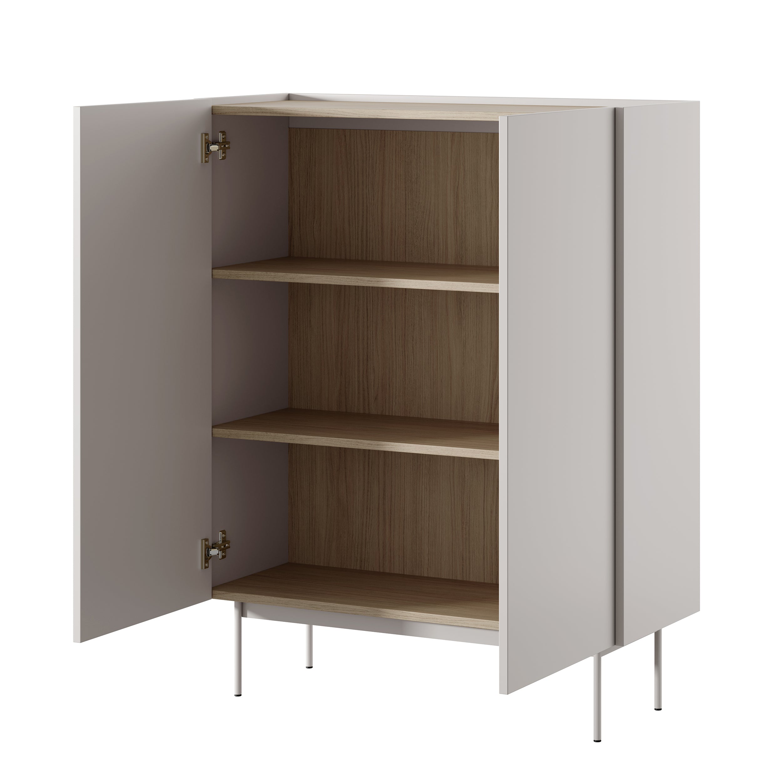Komoda wysoka Color 97 cm dwudrzwiowa Kaszmir / Dąb Linea