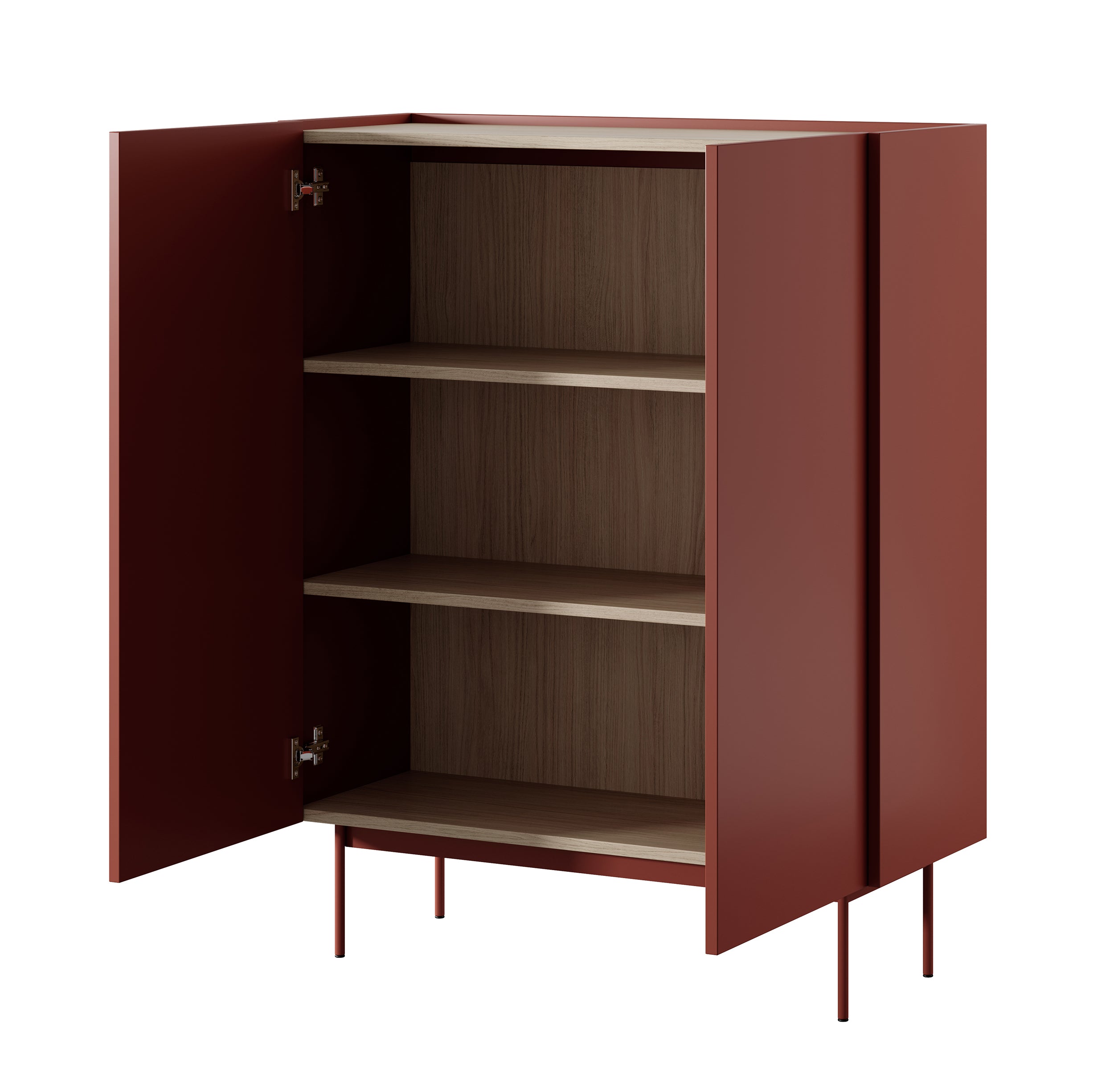 Komoda wysoka Color 97 cm dwudrzwiowa Ceglasta / Dąb Linea