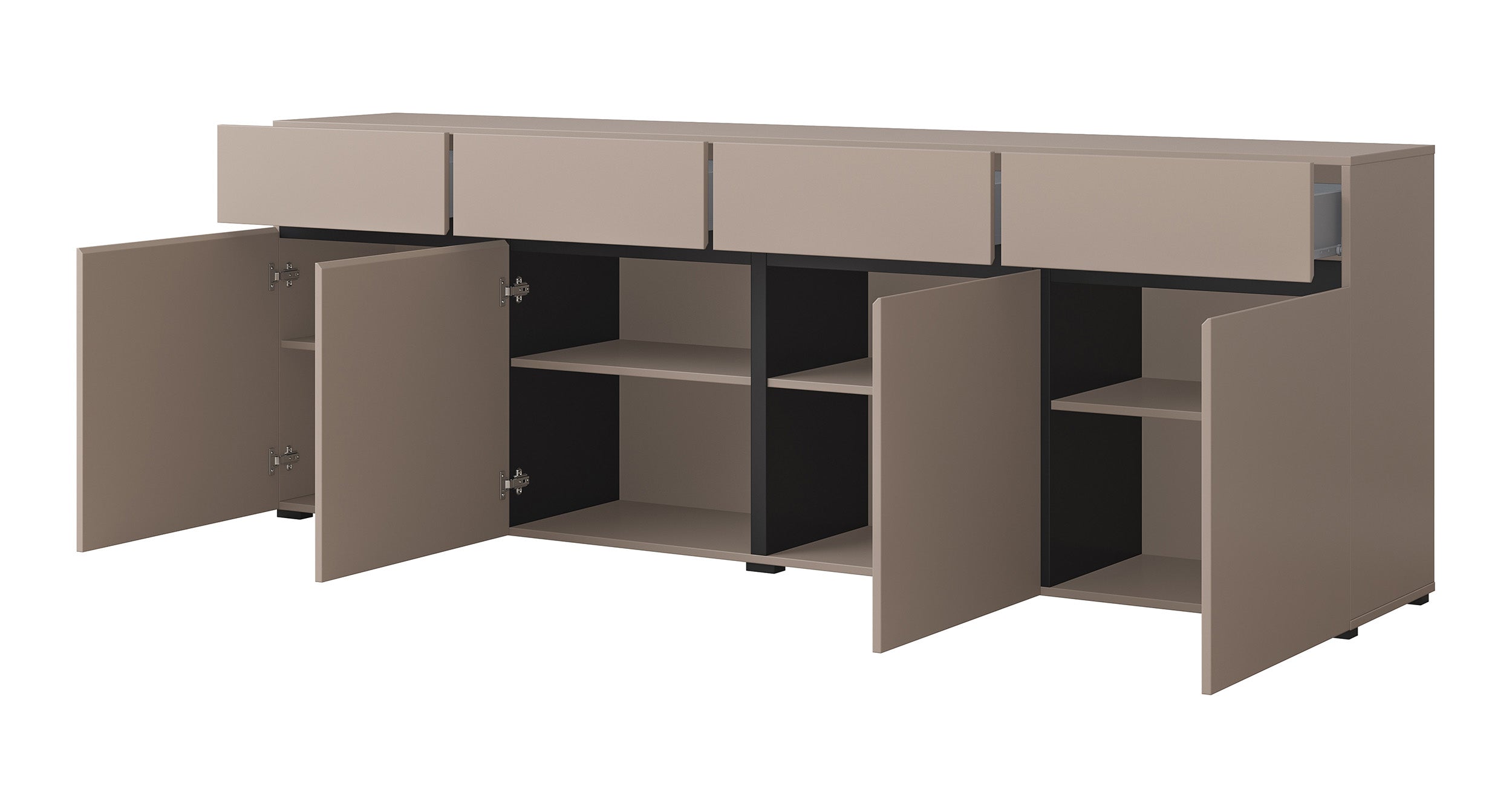 Komoda Kruzoe 78 cm z czterema szufladami i czterema szafkami beżowa