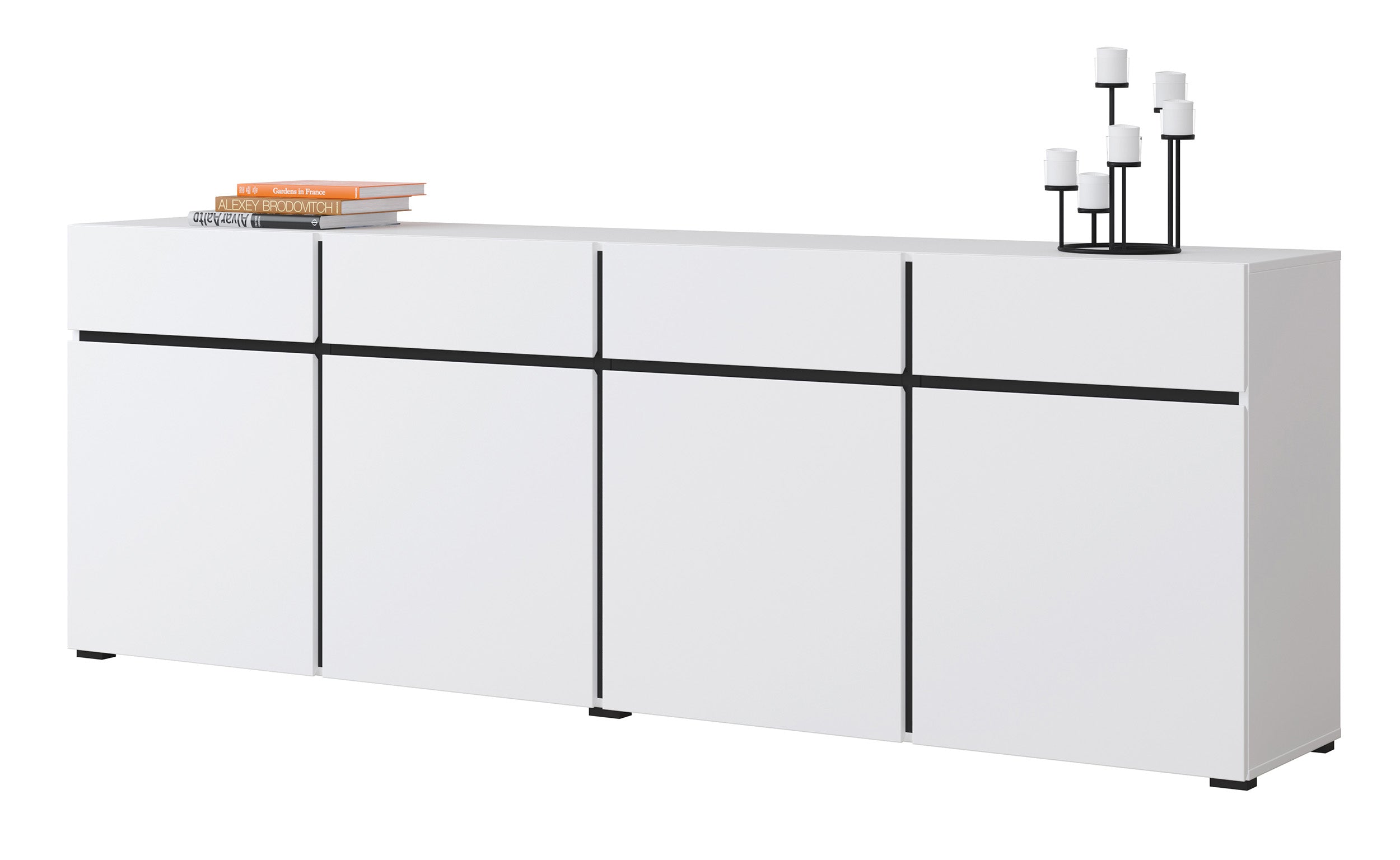 Komoda Kruzoe 78 cm z czterema szufladami i czterema szafkami biała