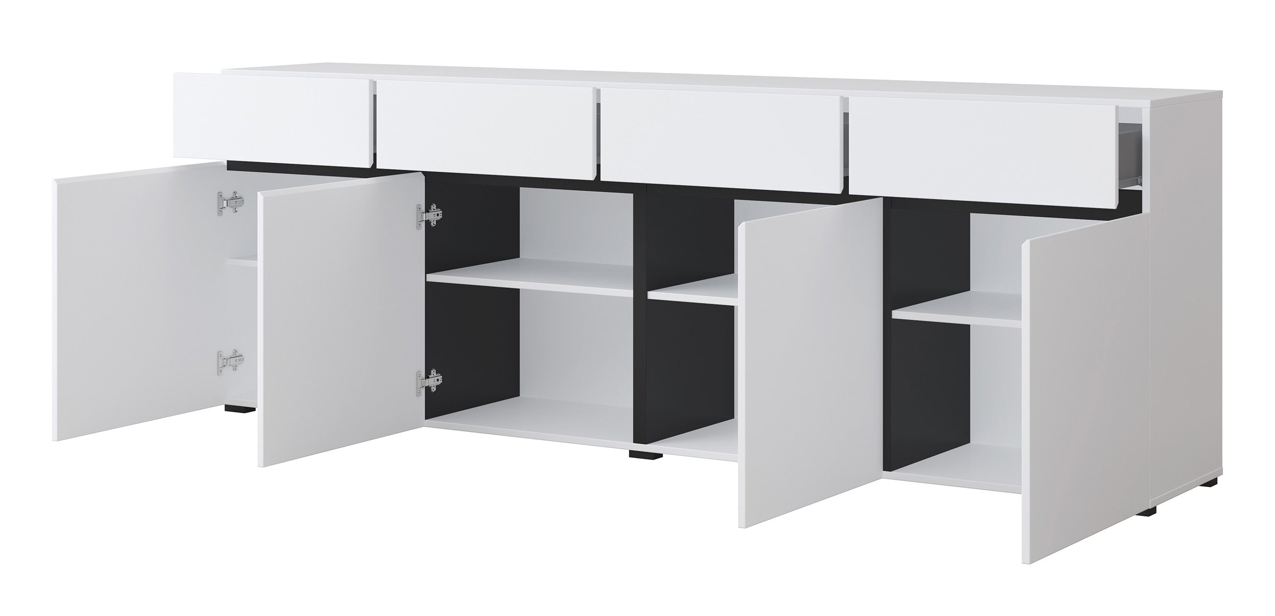 Komoda Kruzoe 78 cm z czterema szufladami i czterema szafkami biała