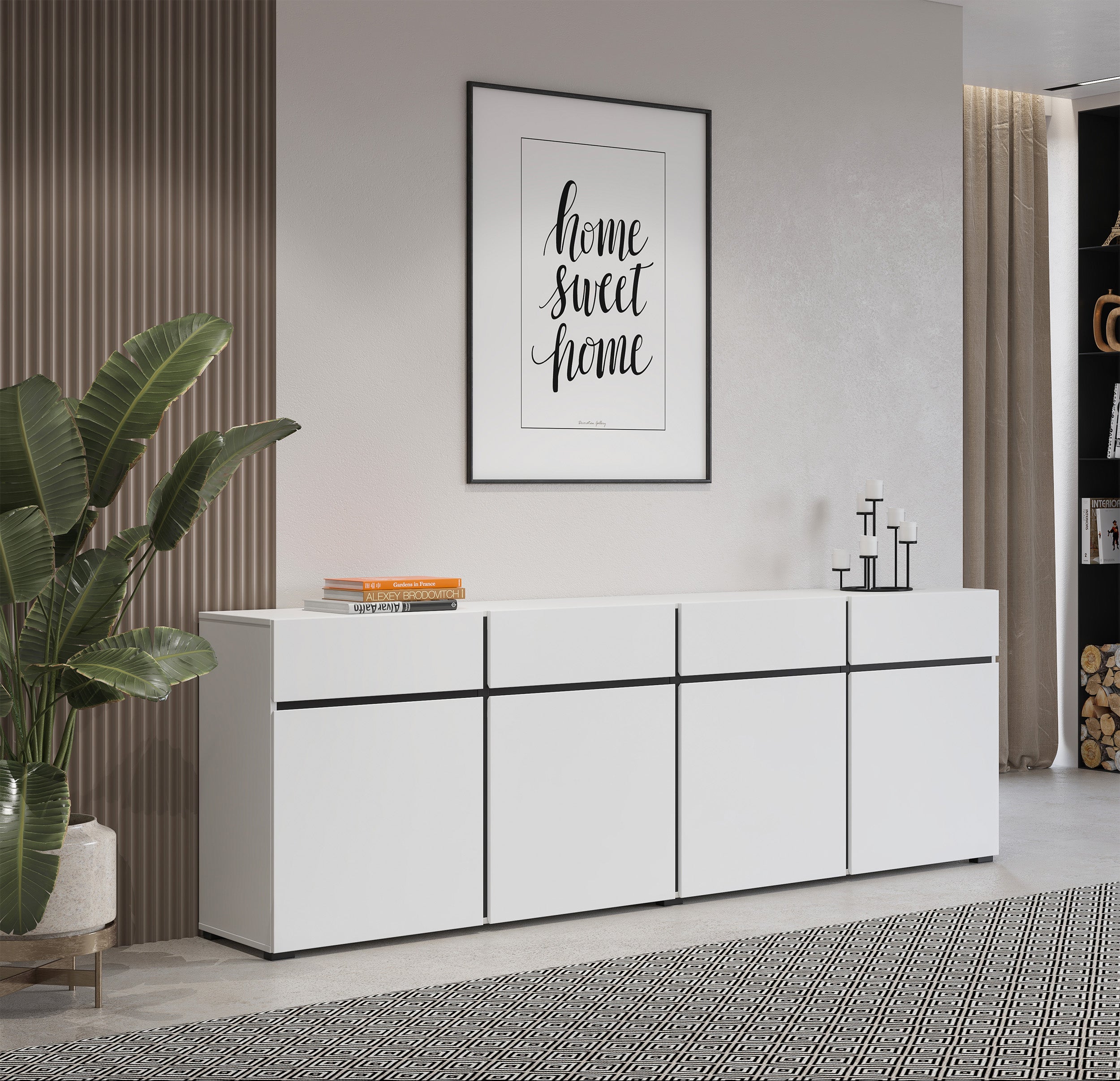 Komoda Kruzoe 78 cm z czterema szufladami i czterema szafkami biała