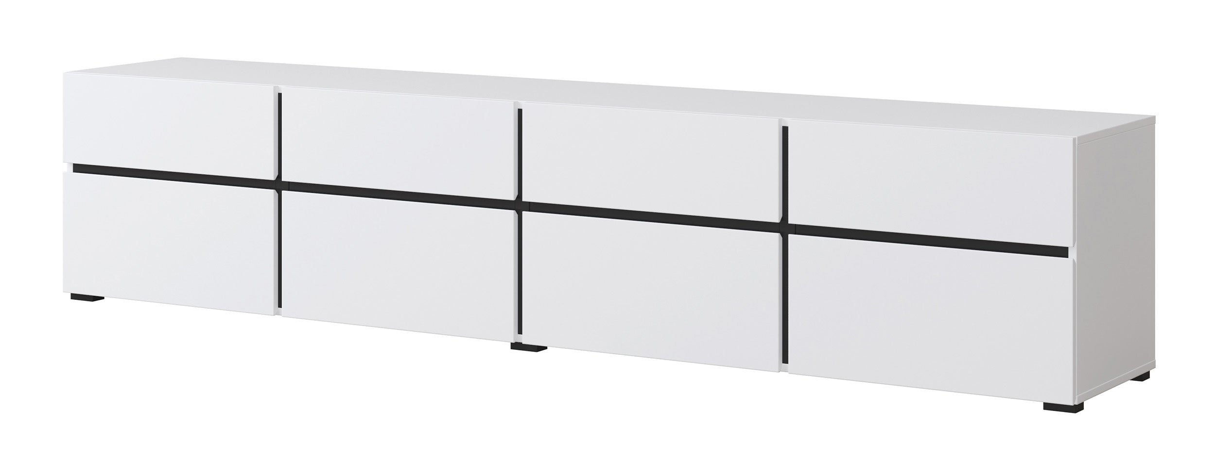 Komoda Kruzoe 48 cm z czterema szufladami i czterema szafkami biała