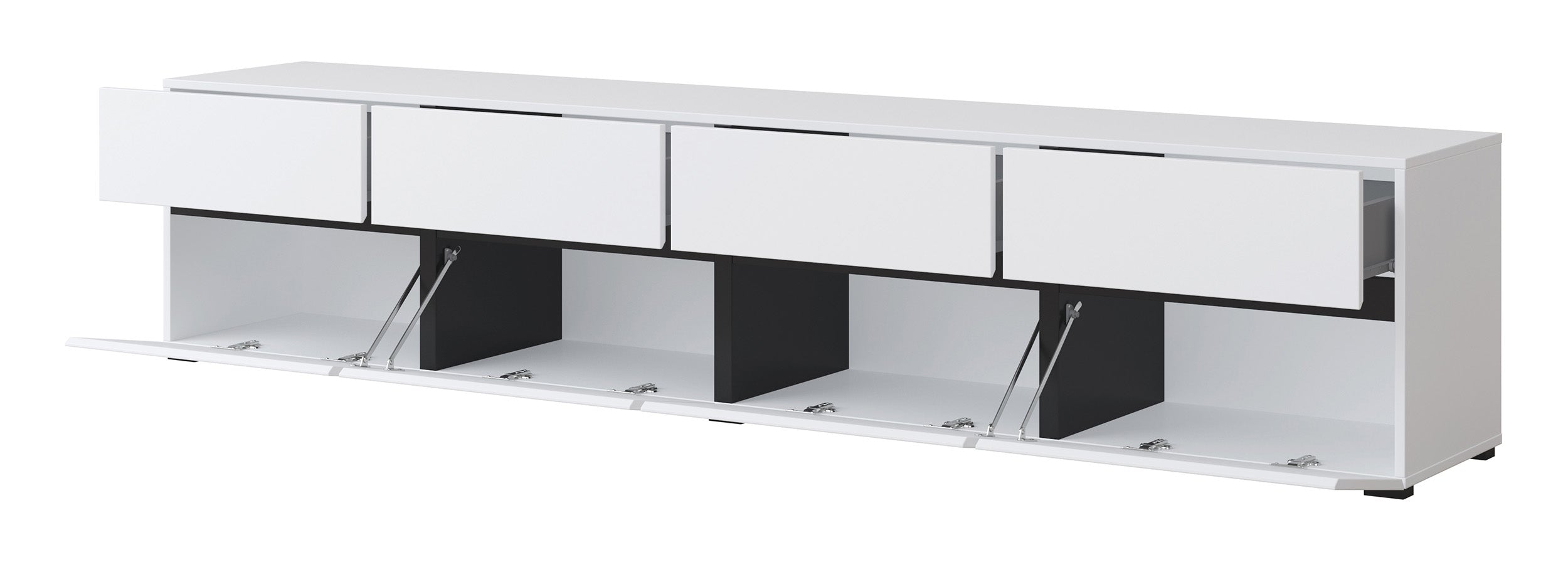 Komoda Kruzoe 48 cm z czterema szufladami i czterema szafkami biała