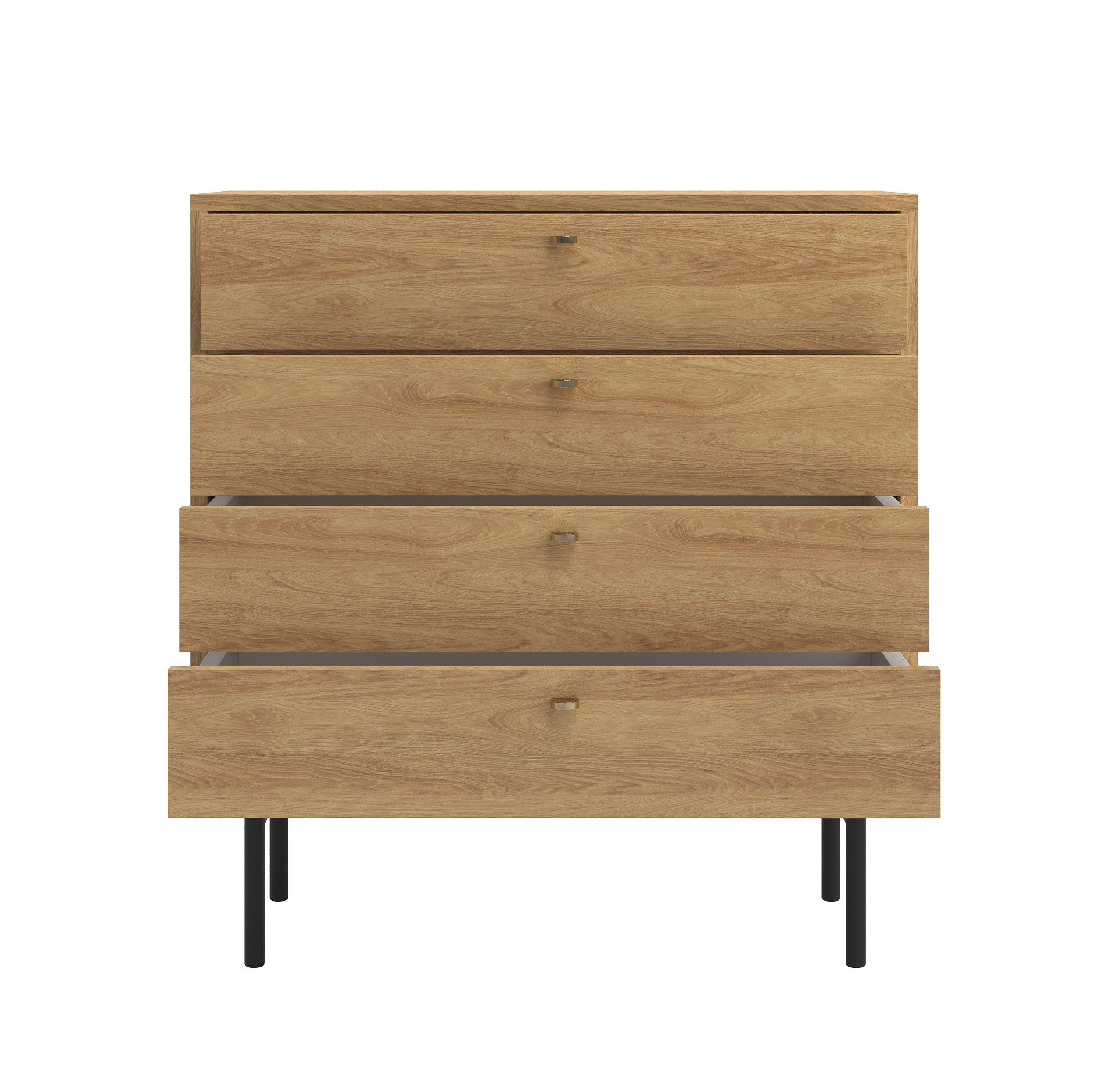 Komoda Olar z czterema szufladami 85 cm Hikora naturalna