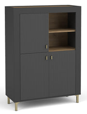 Komoda wysoka Lammila 96 cm czarny / dąb whisky