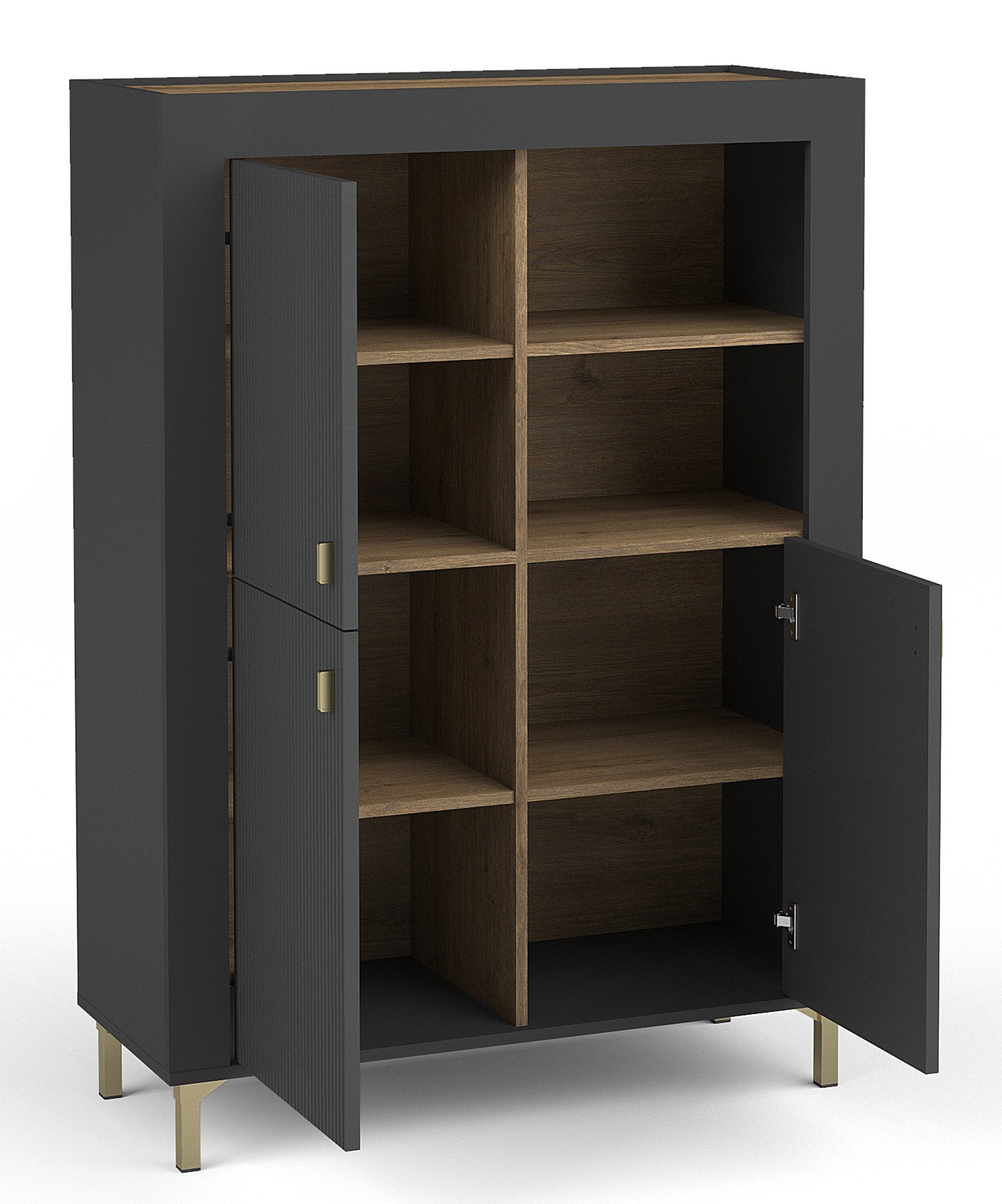Komoda wysoka Lammila 96 cm czarny / dąb whisky