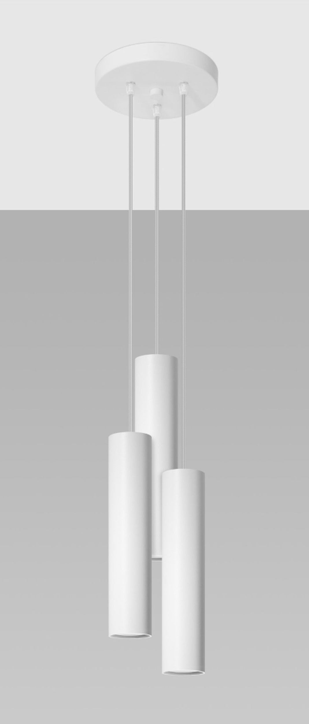 Lampa wisząca Lagga x3 na okrągłej podsufitce biała