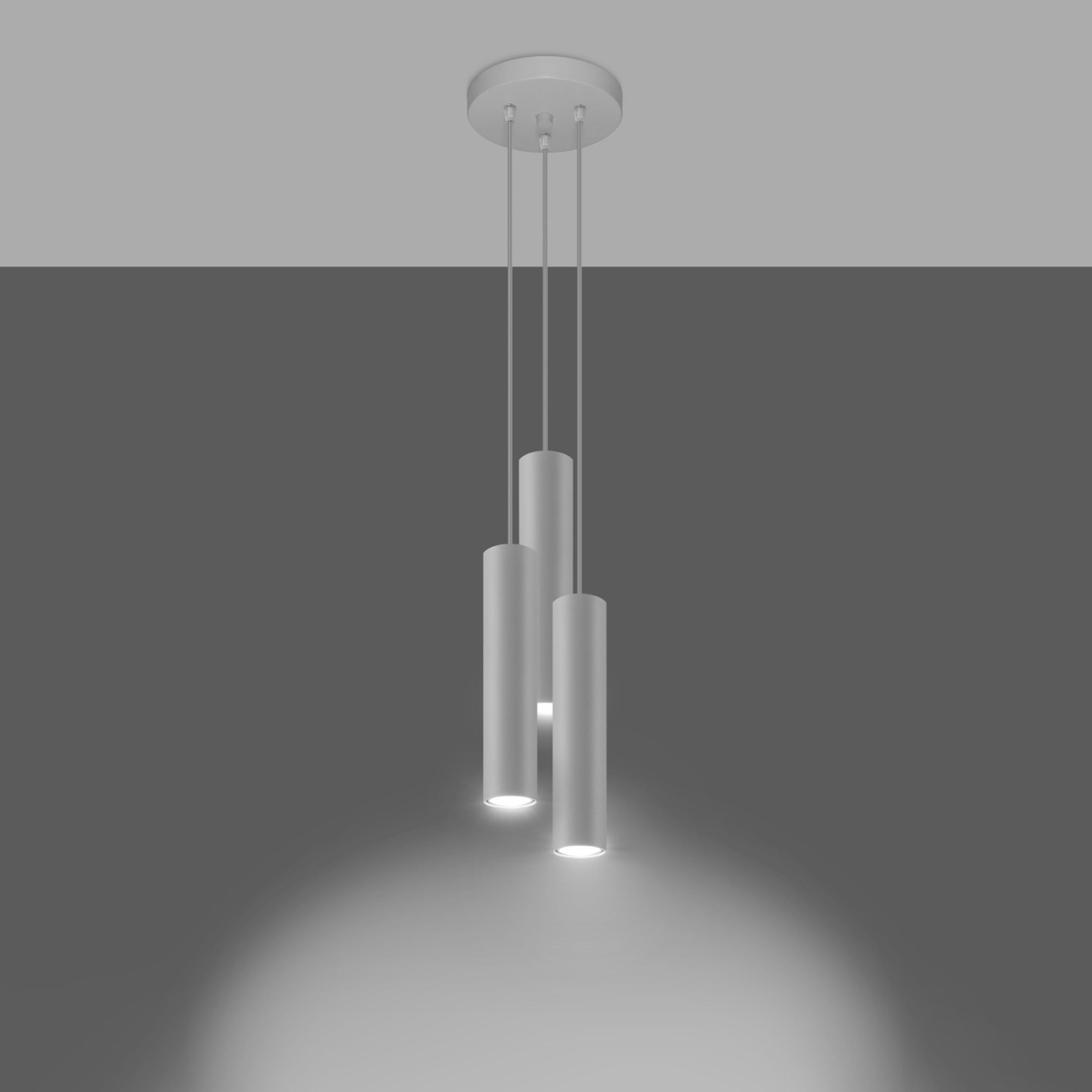 Lampa wisząca Lagga x3 na okrągłej podsufitce biała
