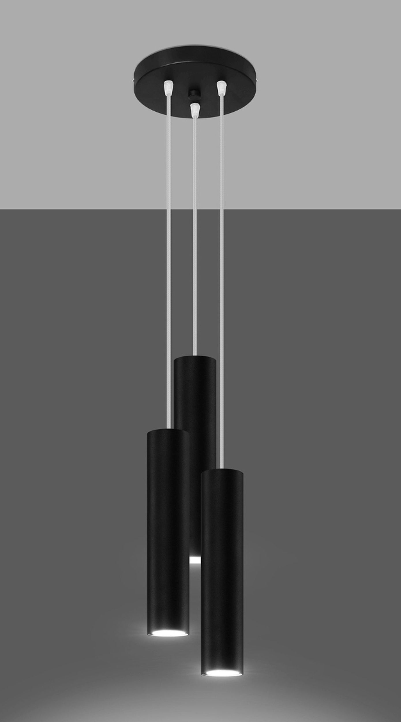 Lampa wisząca Lagga x3 na okrągłej podsufitce czarna