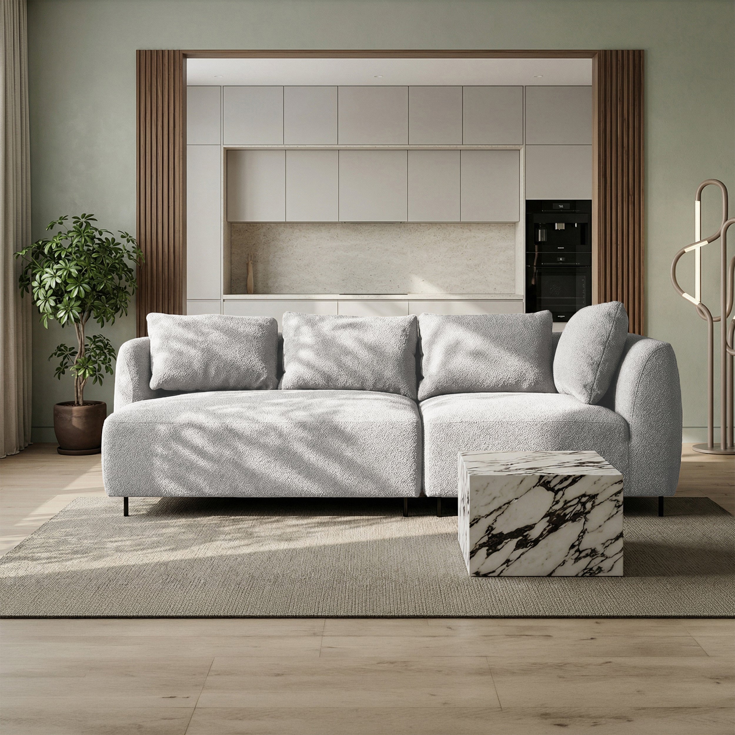 Sofa modułowa Lanomi jasnoszara boucle