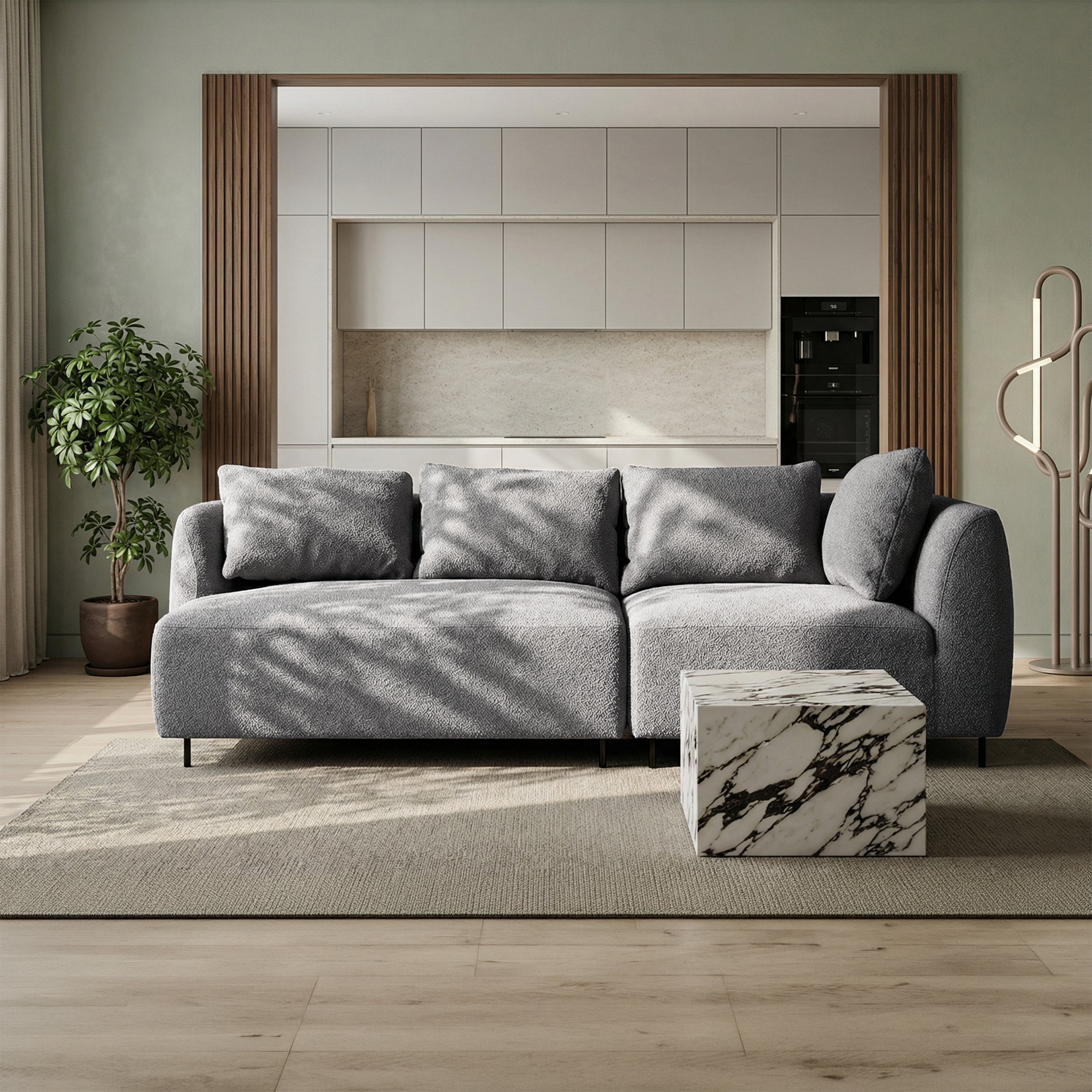 Sofa modułowa Lanomi szara boucle