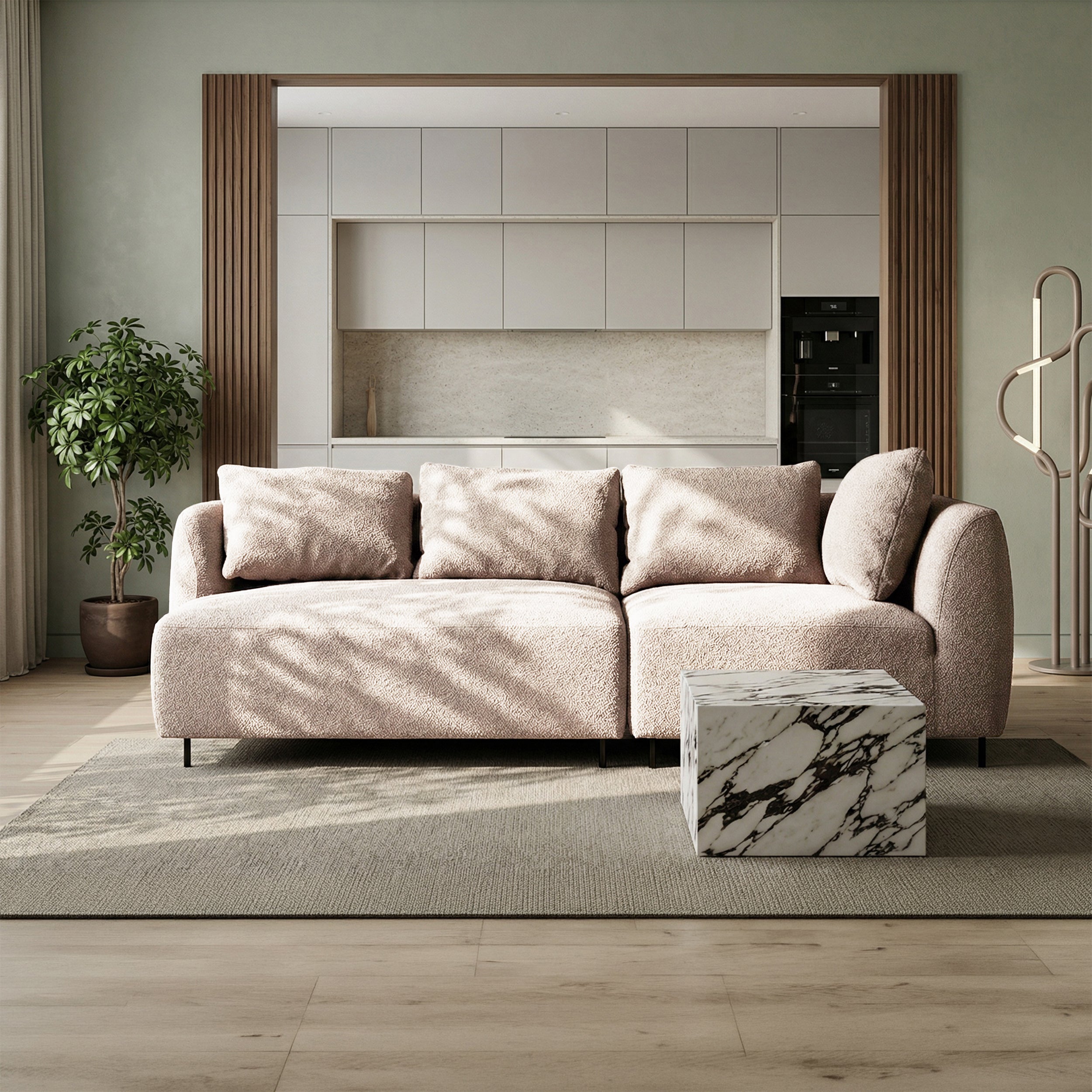 Sofa modułowa Lanomi beżowa boucle