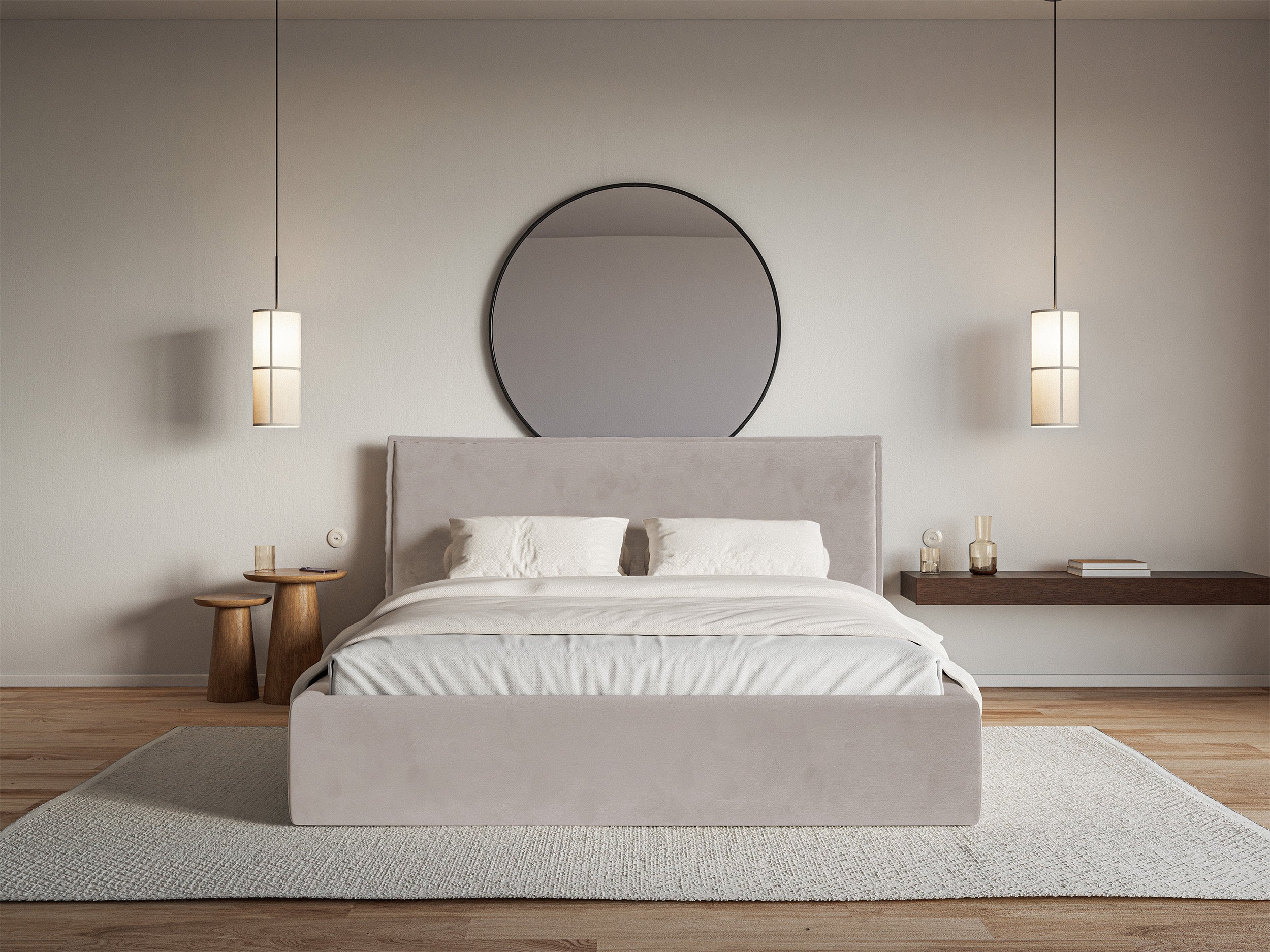 Łóżko tapicerowane 160x200 cm Softie szarobrązowe welur hydrofobowy