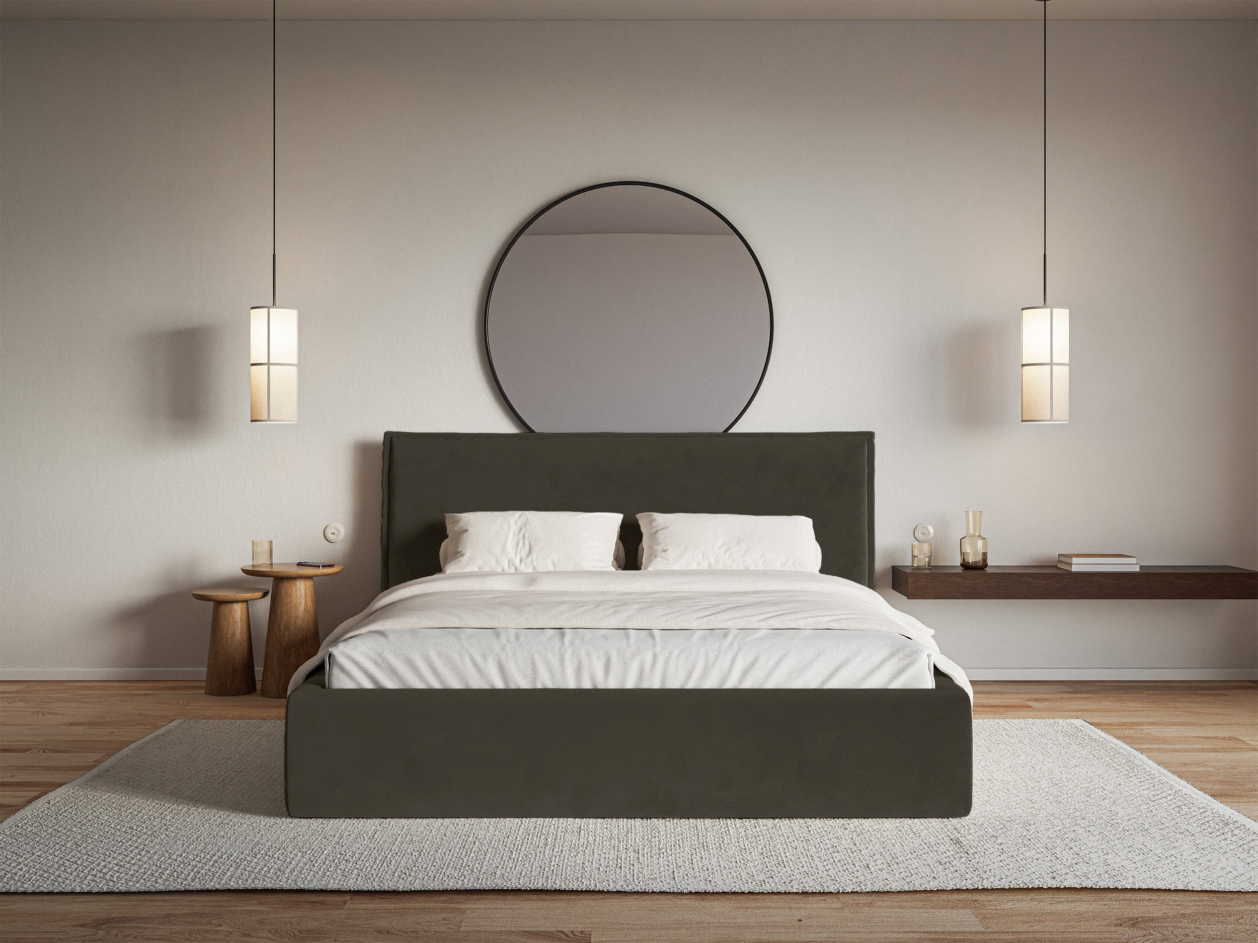 Łóżko tapicerowane 140x200 cm Softie ciemnozielone welur hydrofobowy
